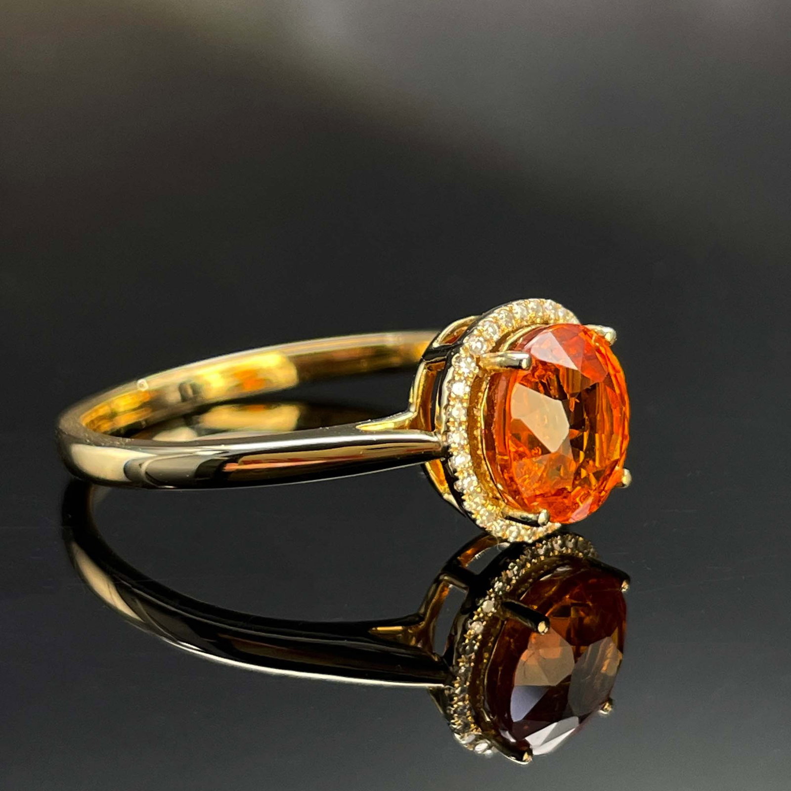 14k Gold 2.08 Ctw Natural Spessartine & Diamond Ring - 3