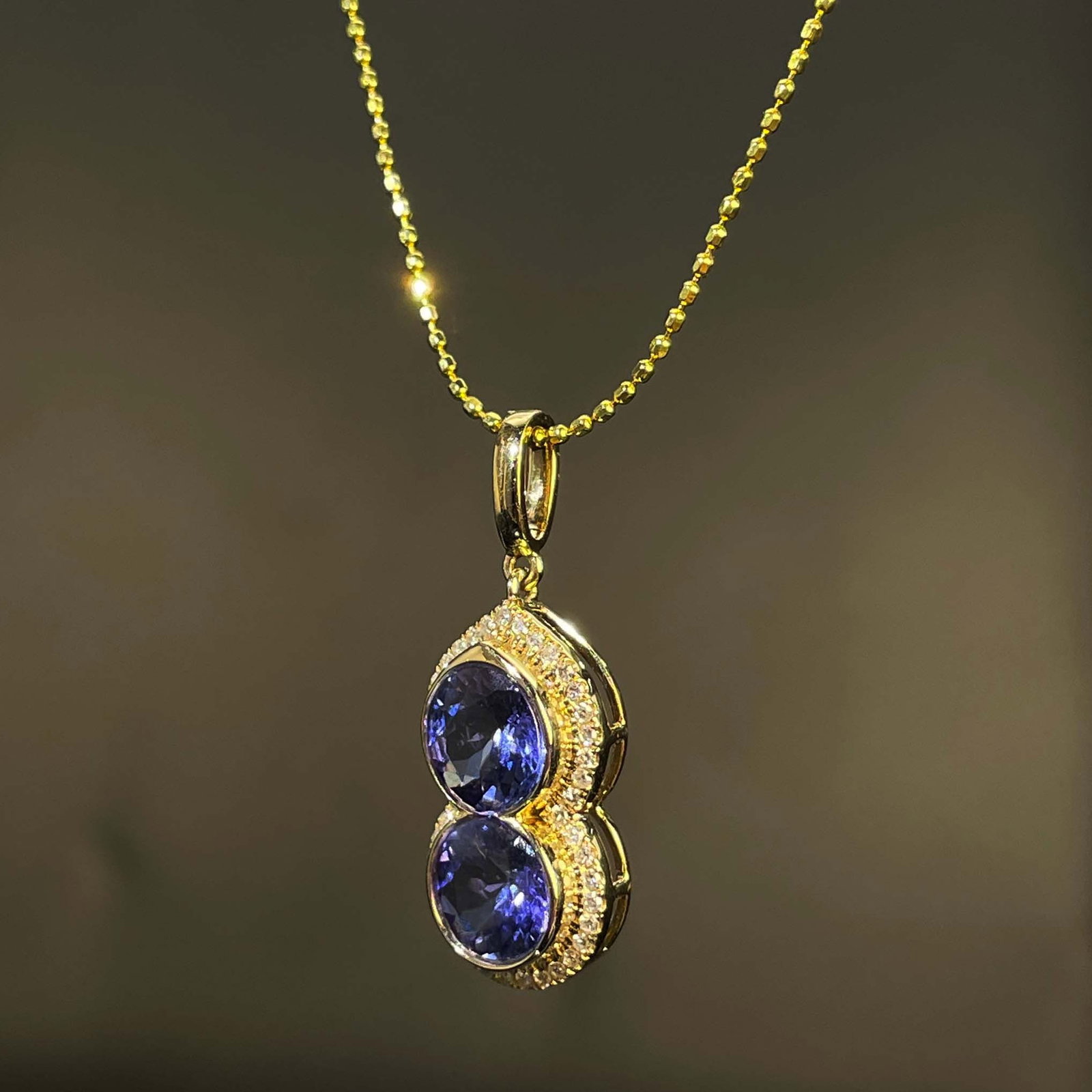 14k Gold 2.19 Ctw Natural Tanzanite & Diamond Pendant( Without Chain ) - 2