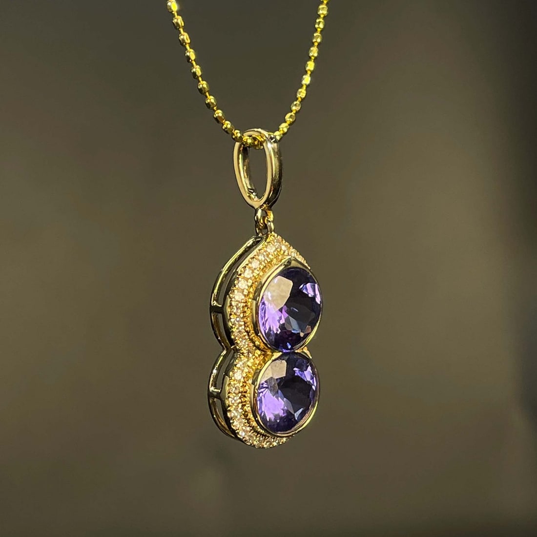 14k Gold 2.19 Ctw Natural Tanzanite & Diamond Pendant( Without Chain ) - 3