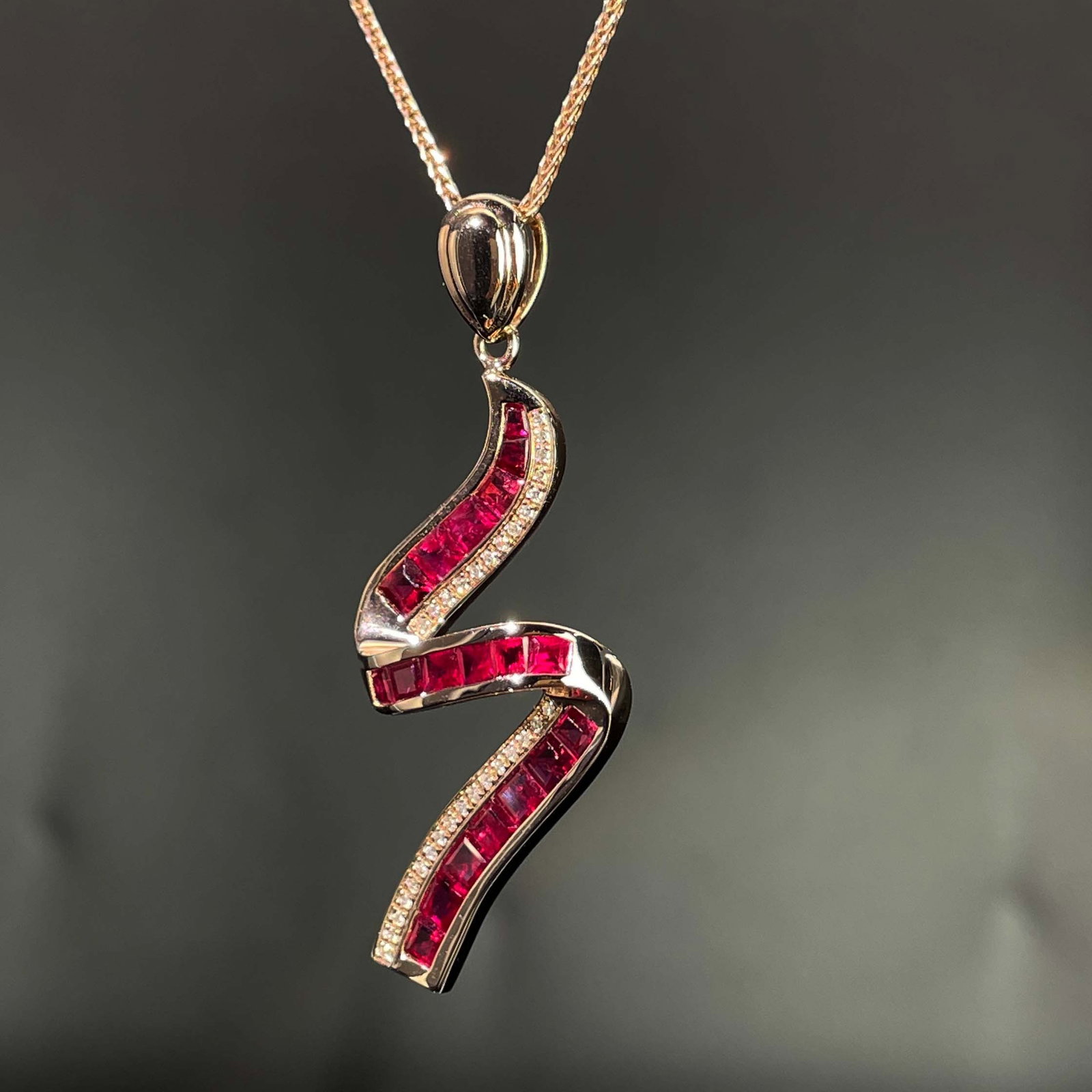 14k Gold 2.39 Ctw Natural Ruby & Diamond Pendant( Without Chain ) - 2
