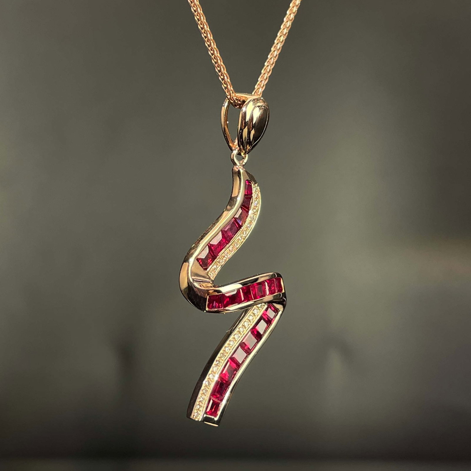 14k Gold 2.39 Ctw Natural Ruby & Diamond Pendant( Without Chain ) - 3