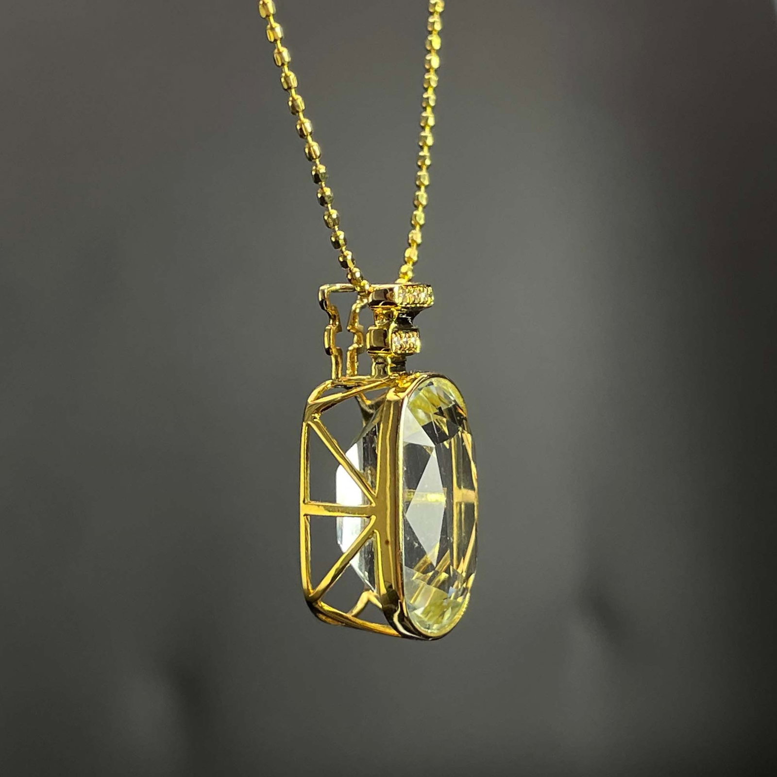 14k Gold 5 Ct Natural Aquamarine & Diamond Pendant( Without Chain ) - 5