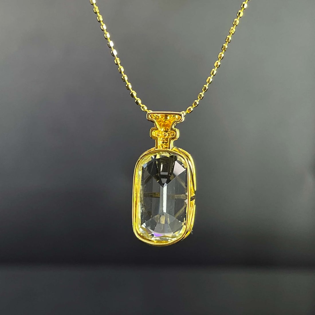 14k Gold 5 Ct Natural Aquamarine & Diamond Pendant( Without Chain ) - 6