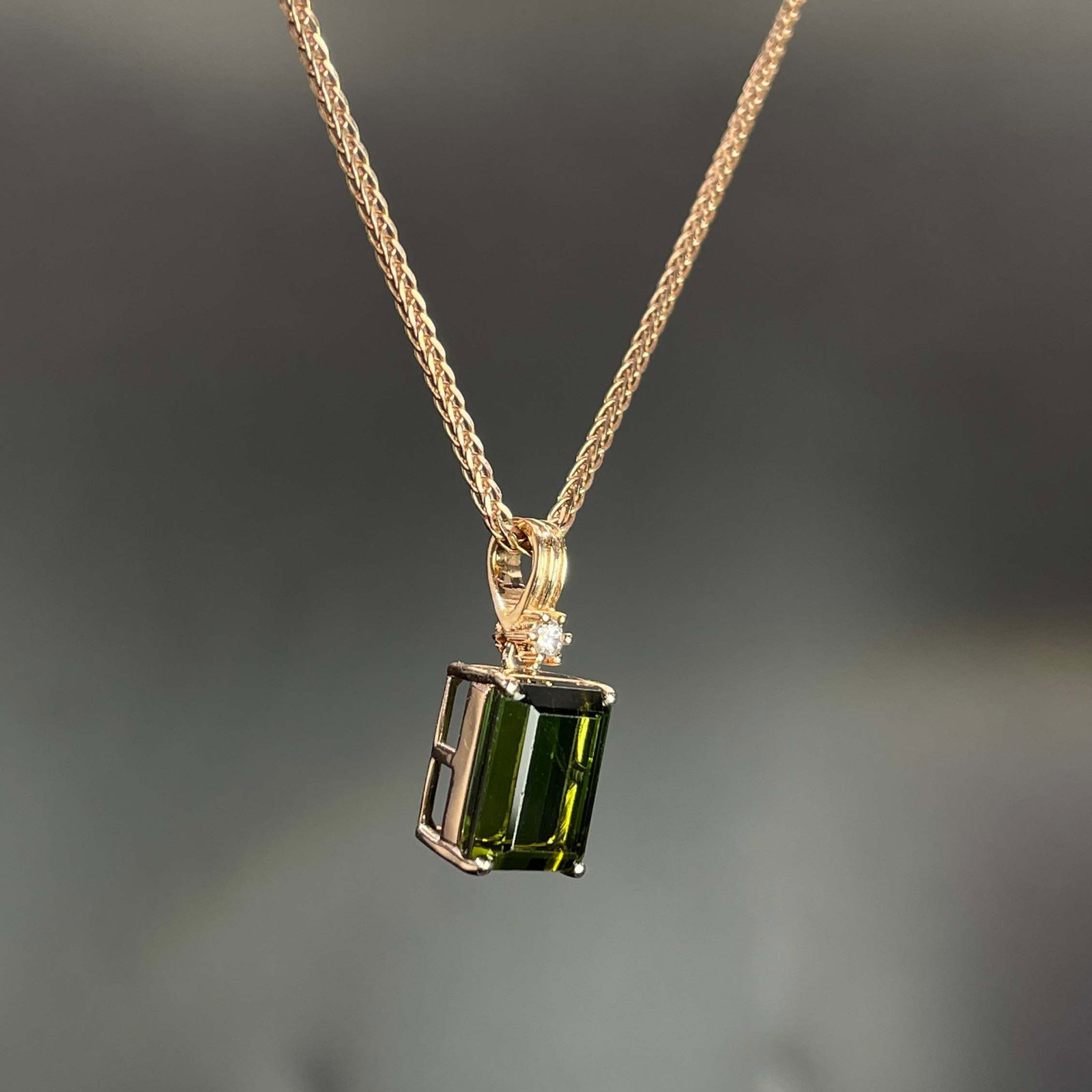 14k Gold 2.65 Ct Natural Tourmaline & Moissanite Pendant( Without Chain ) - 3