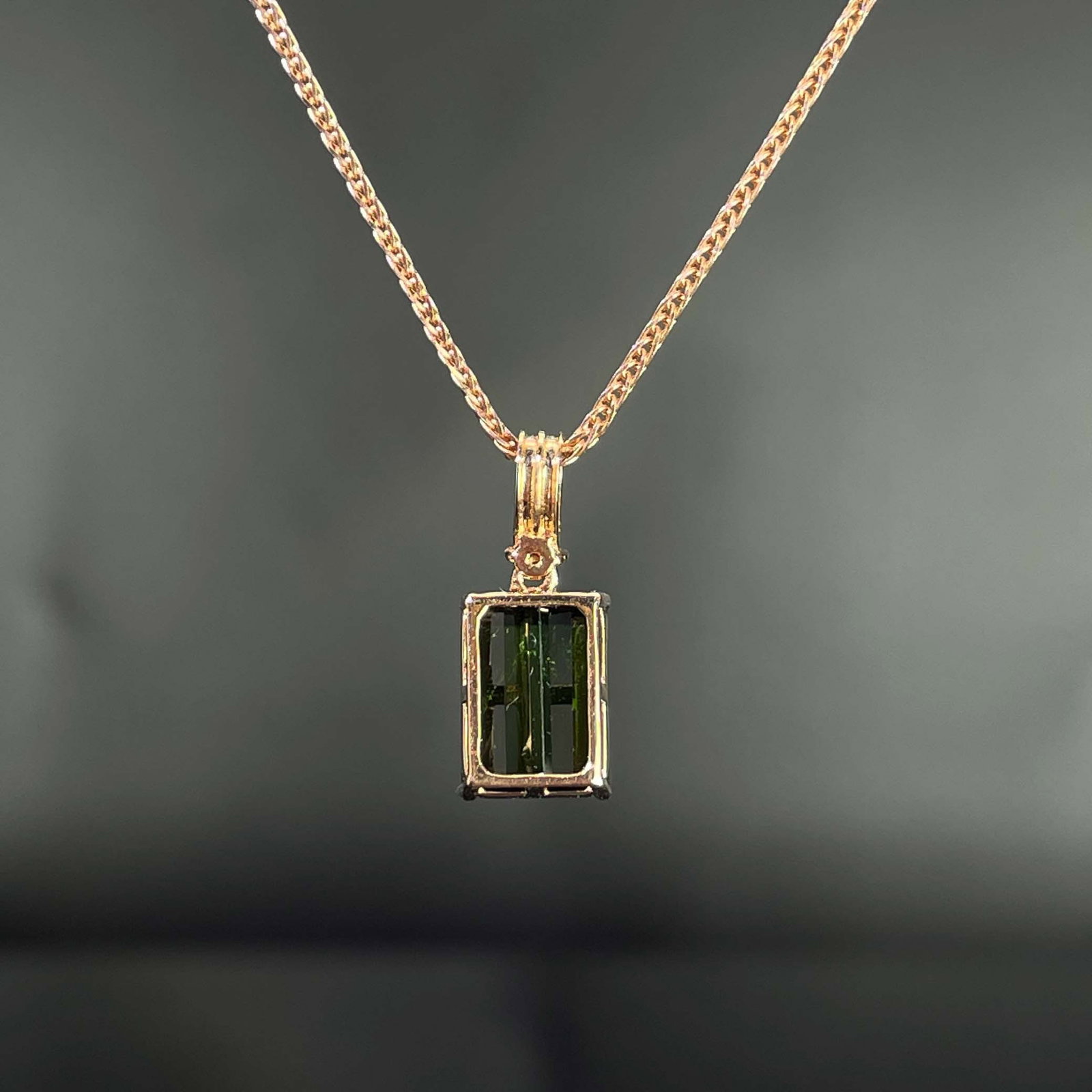 14k Gold 2.65 Ct Natural Tourmaline & Moissanite Pendant( Without Chain ) - 4
