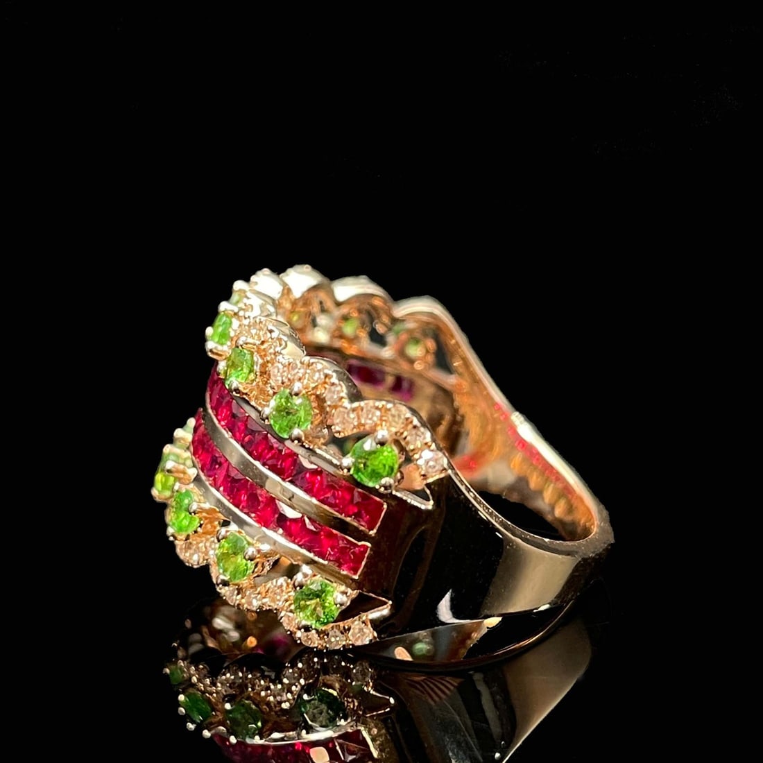 14k Gold 0.89 Ctw Natural Ruby & Diamond Ring - 2