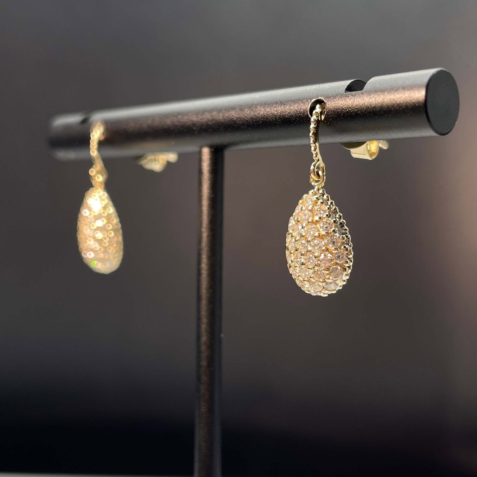 14k Gold 0.92 Ct Natural H Diamond Earrings - 2