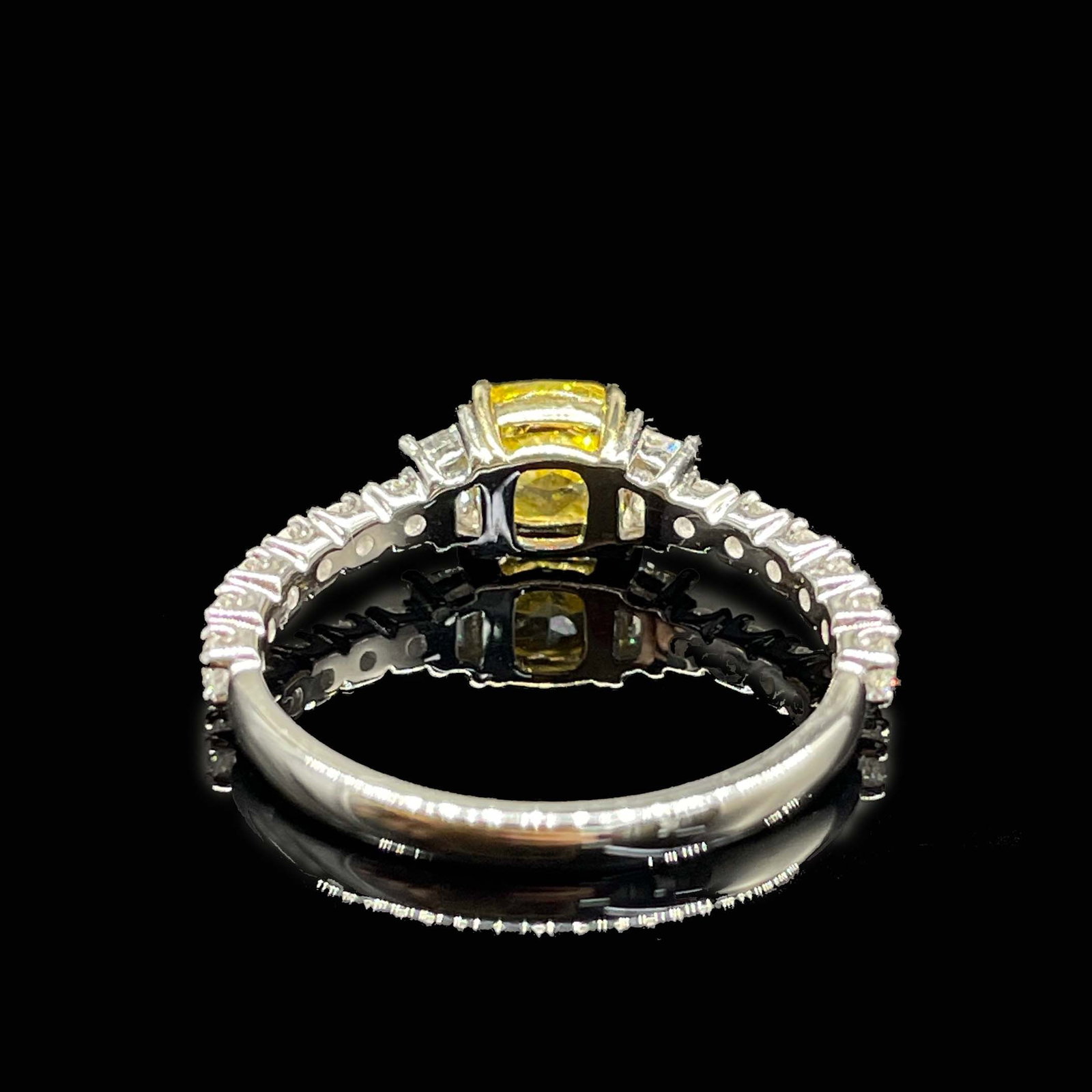 Gia Certified 14k Gold 1 Ct Natural Yellow Diamond & Diamond Ring - 4