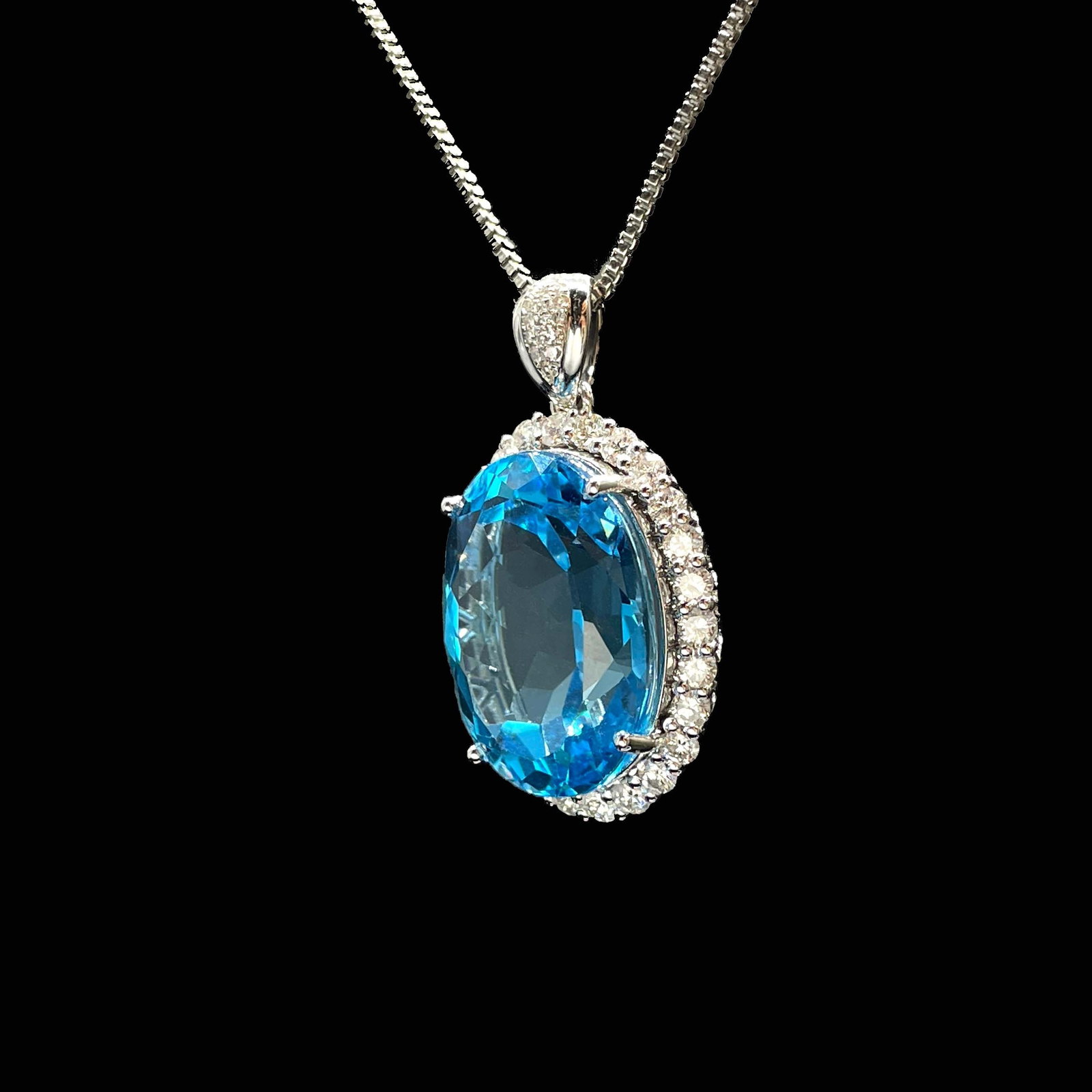 14k Gold 18.28 Ctw Natural Topaz & Diamond Pendant( Without Chain ) - 2