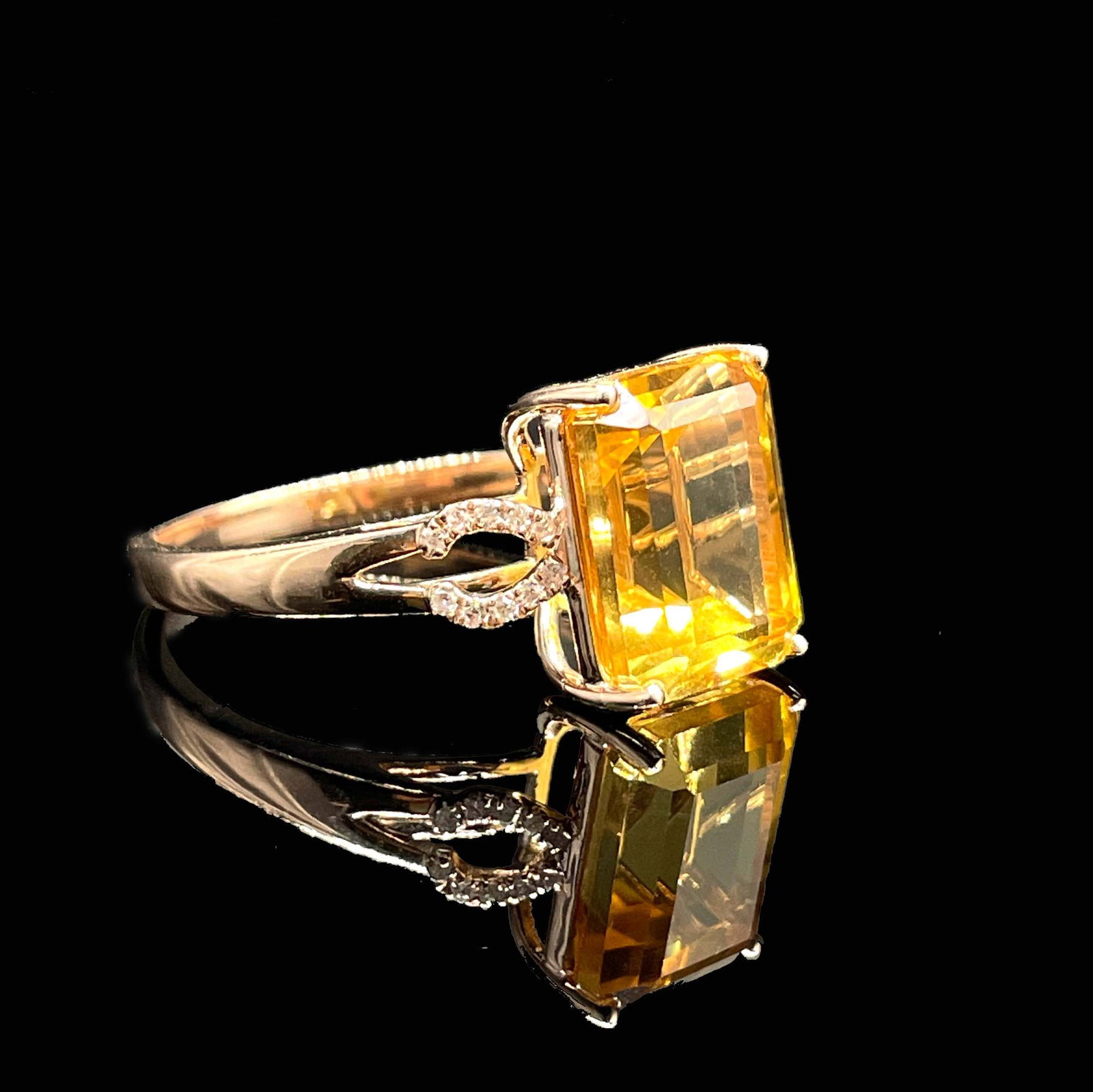 14k Gold 5.66 Ctw Natural Citrine & Diamond Ring - 3
