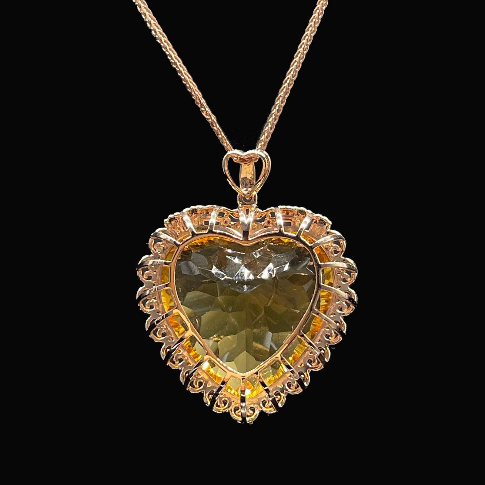 14k Gold 33.02 Ctw Natural Citrine & Diamond Pendant( Without Chain ) - 4