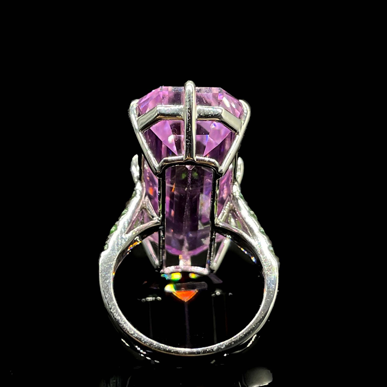 14k Gold 17.15 Ctw Natural Kunzite & Tsavorite Ring - 4