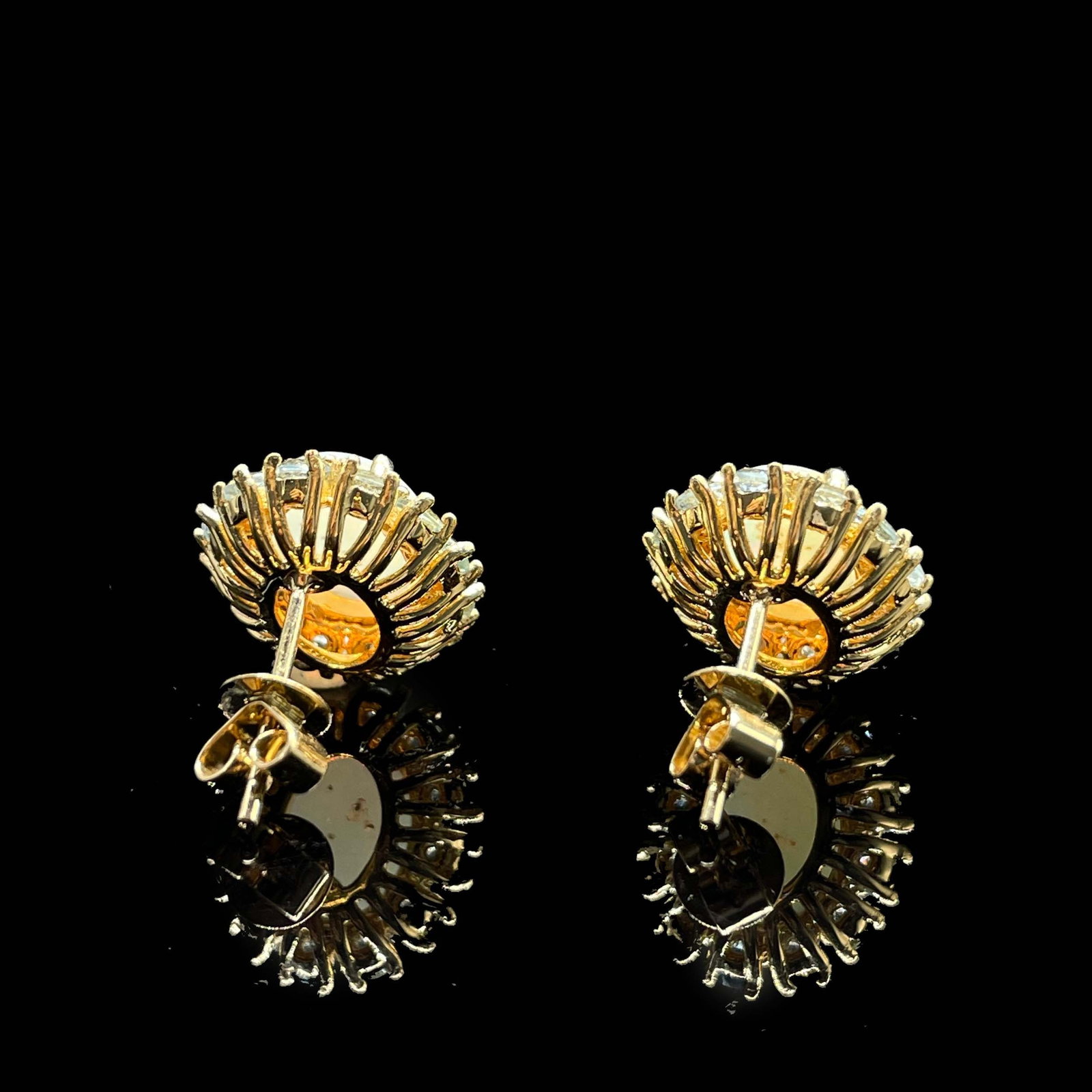 14k Gold 2.02 Ctw Natural Opal & Aquamarine Earrings - 4