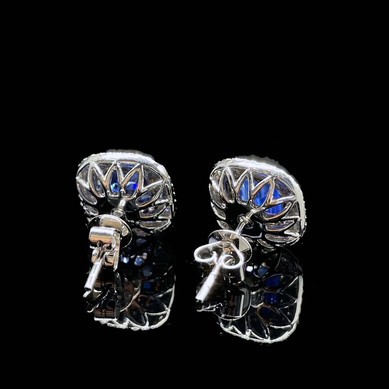 14k Gold 2.57 Ctw Natural Sapphire & Diamond Earrings - 4