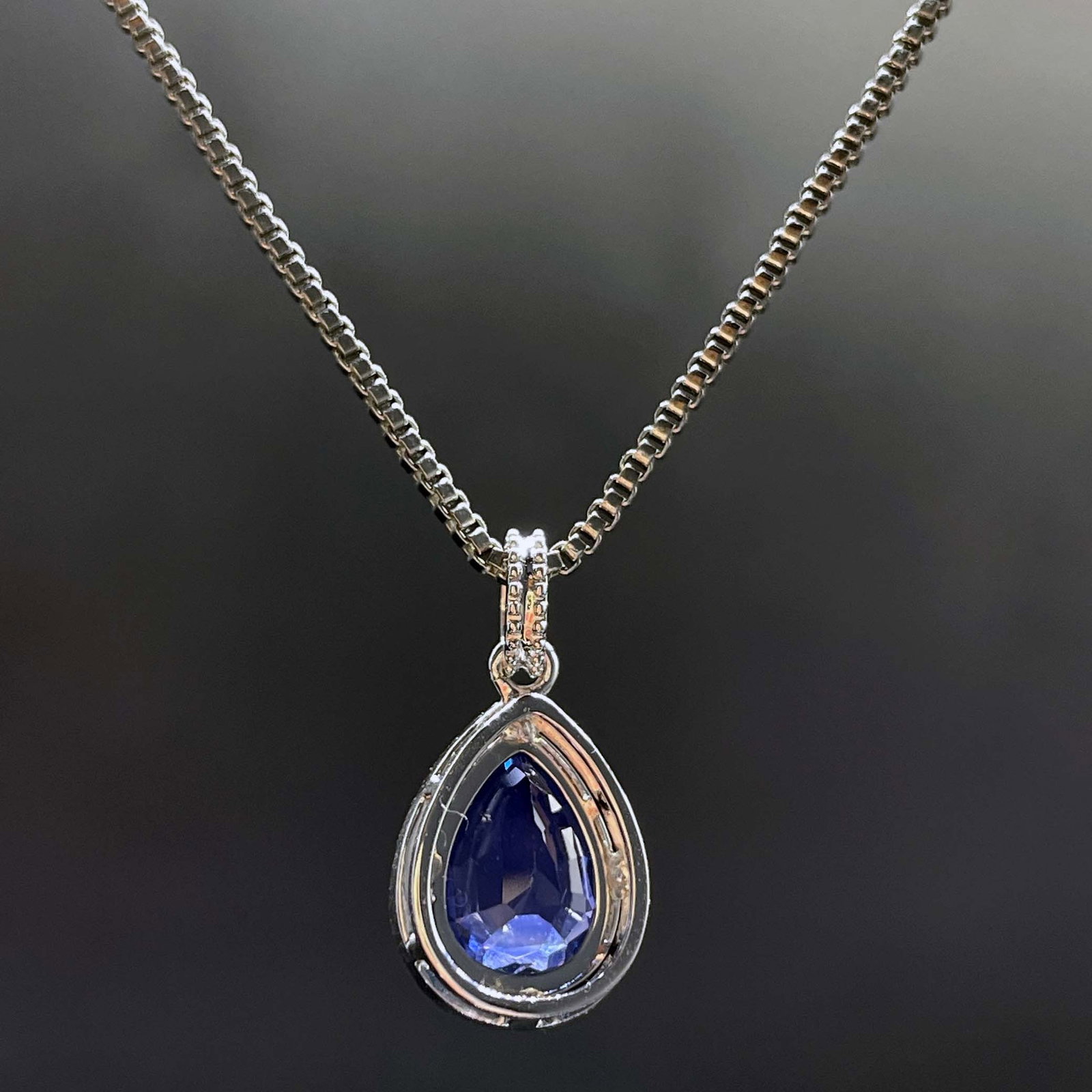 14k Gold 1.6 Ctw Natural Sapphire & Diamond Pendant( Without Chain ) - 4
