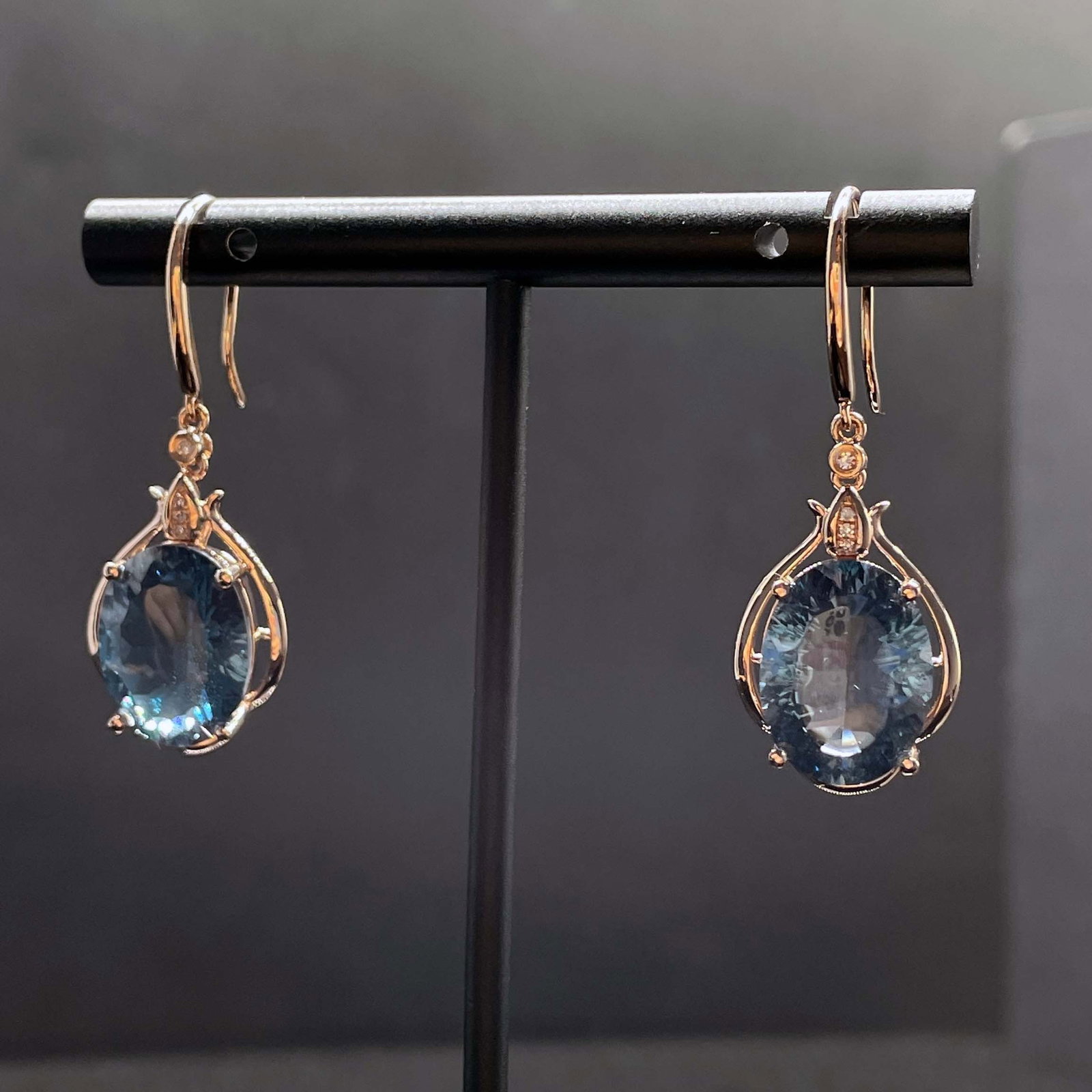 14k Gold 10.23 Ctw Natural Topaz & Diamond Earrings - 3