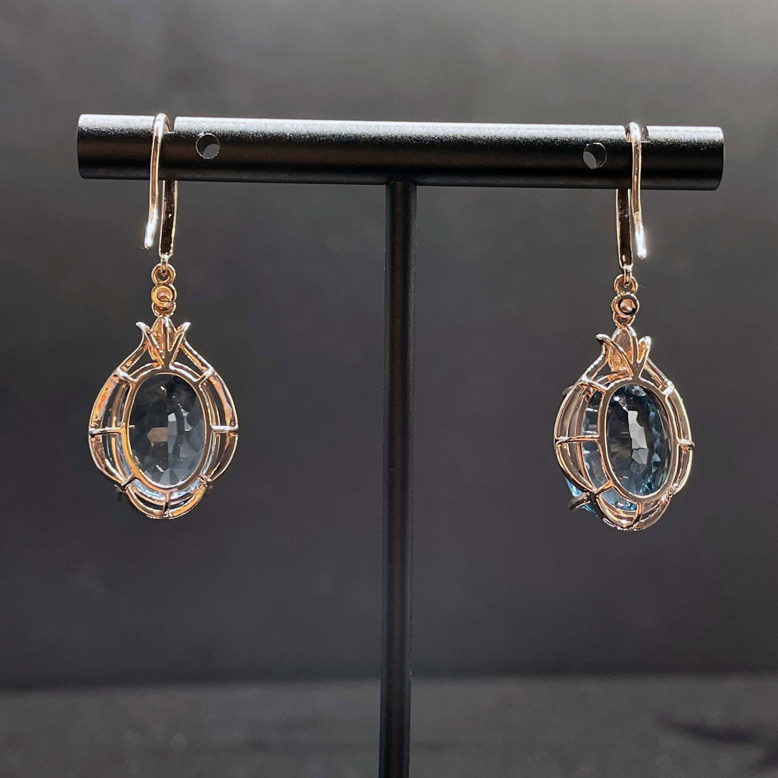14k Gold 10.23 Ctw Natural Topaz & Diamond Earrings - 4