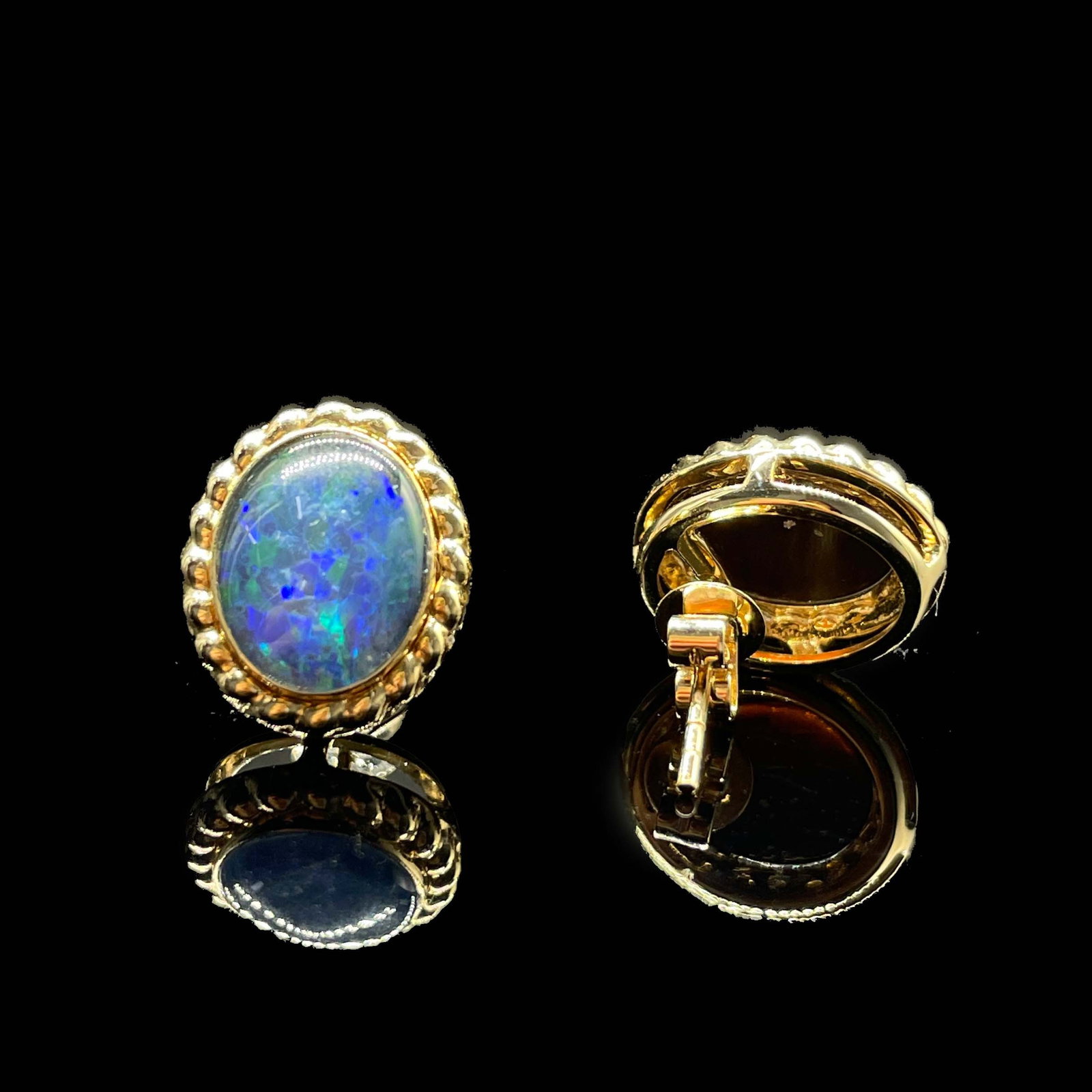 14k Gold 1.3 Ct Natural Opal Earrings - 3