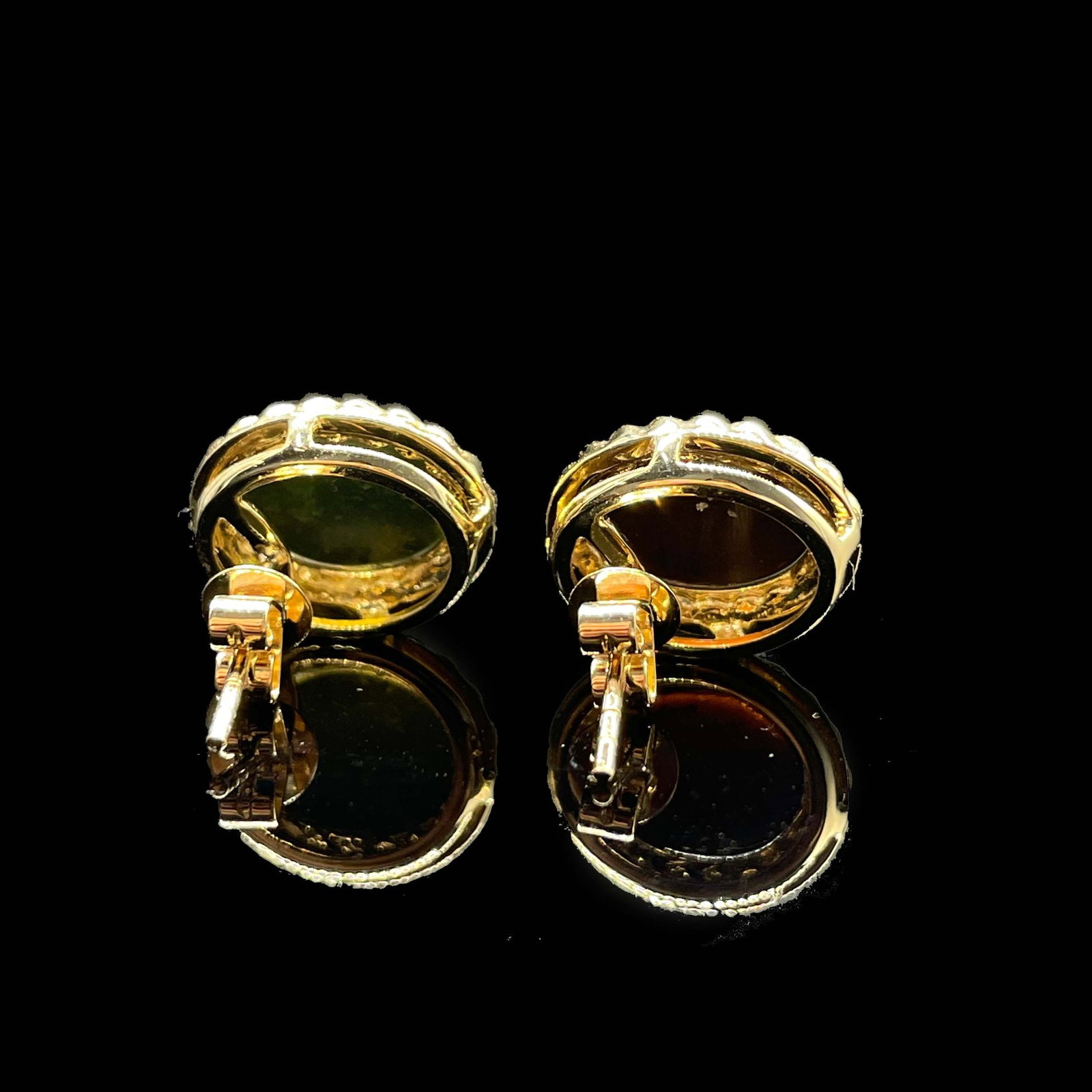 14k Gold 1.3 Ct Natural Opal Earrings - 4