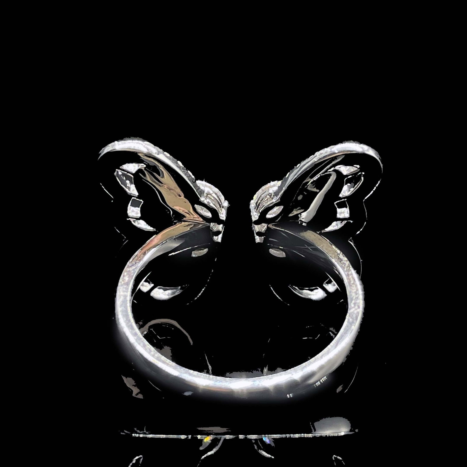 14k Gold 0.92 Ct Natural H Diamond & Butterfly Ring - 4