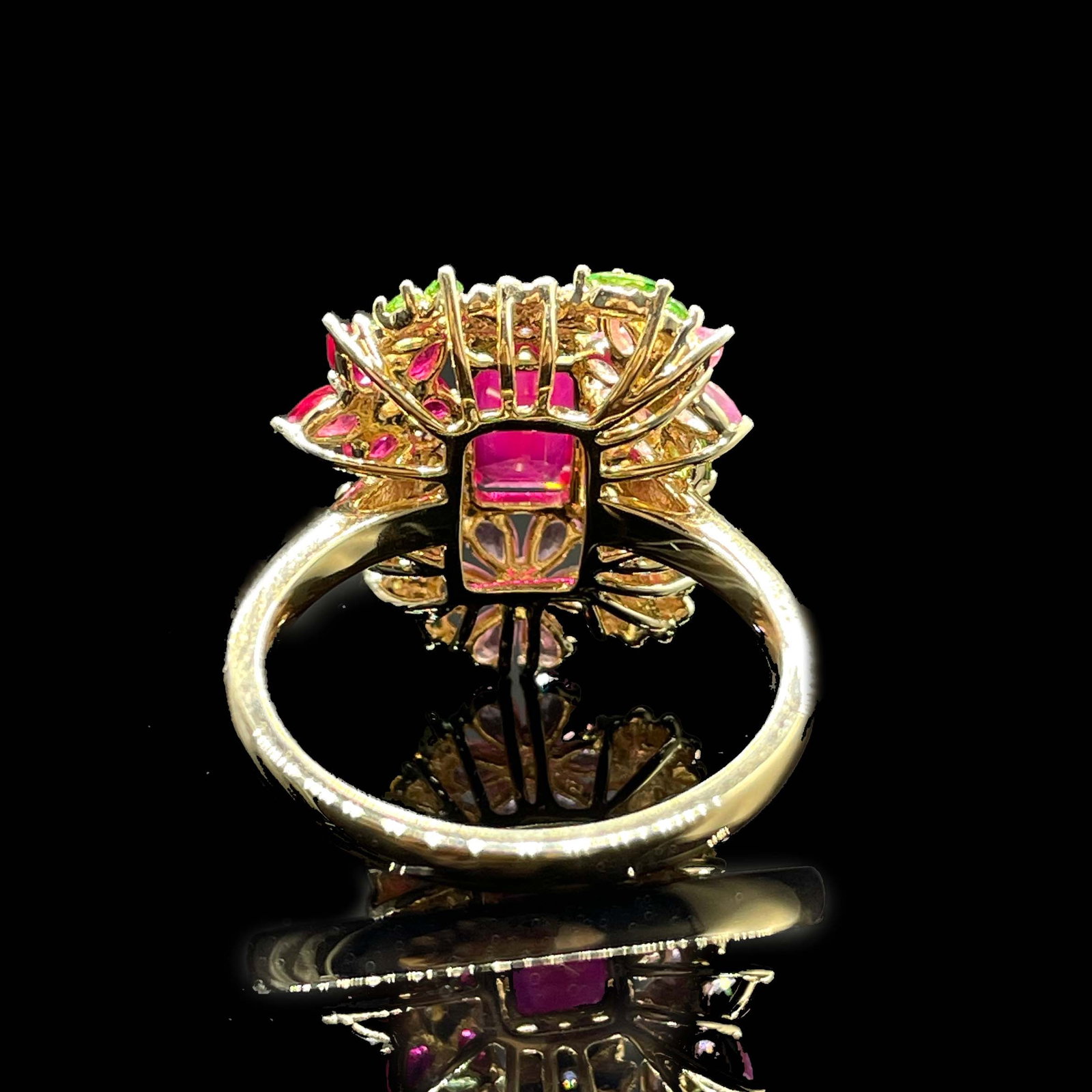 14k Gold 1 Ct Natural Ruby & Coloured Gemstone Ring - 4