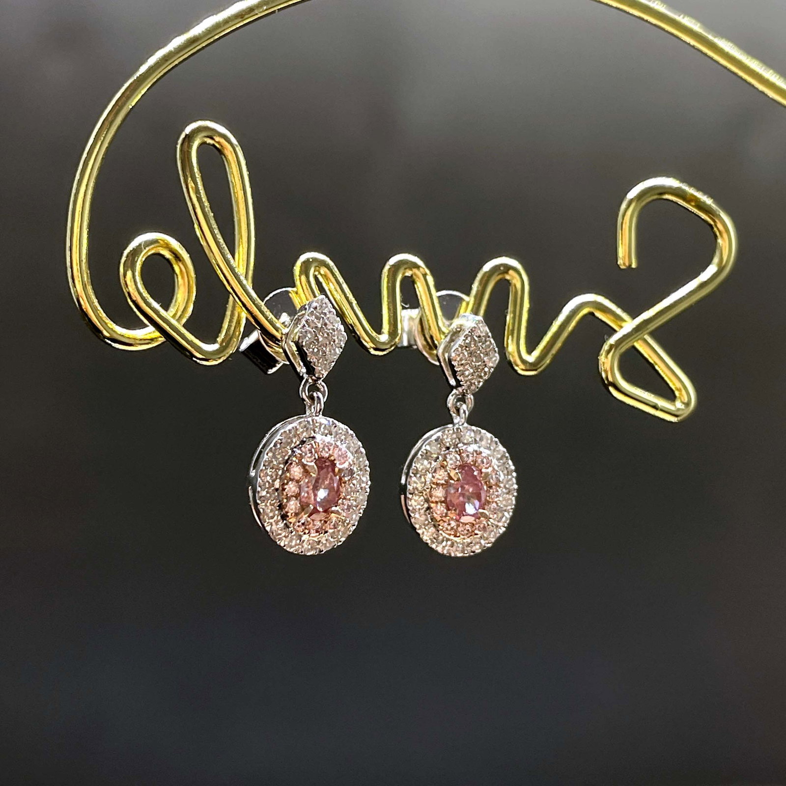 14k Gold 0.48 Ctw Natural Pink Diamond & Diamond Earrings - 2