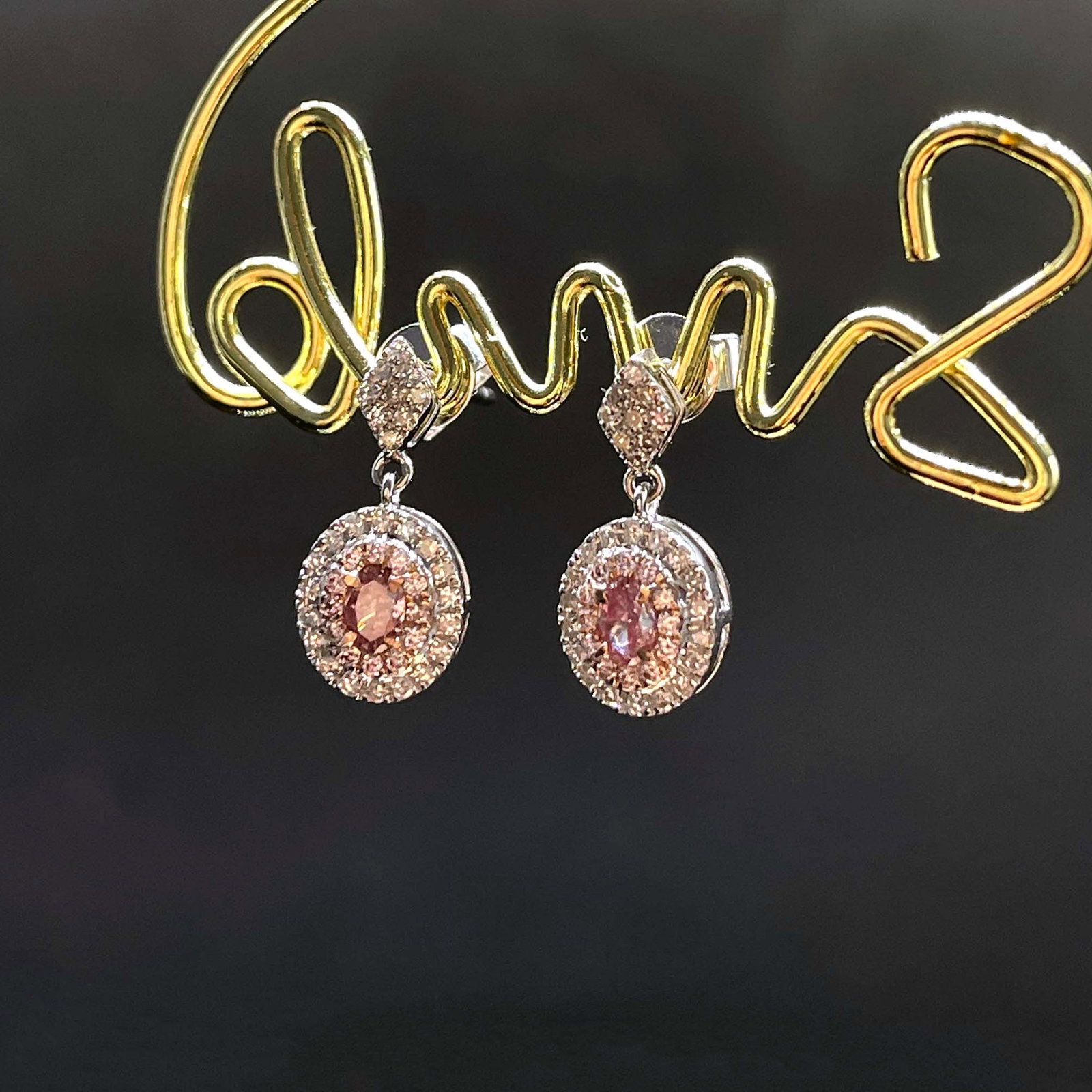 14k Gold 0.48 Ctw Natural Pink Diamond & Diamond Earrings - 3