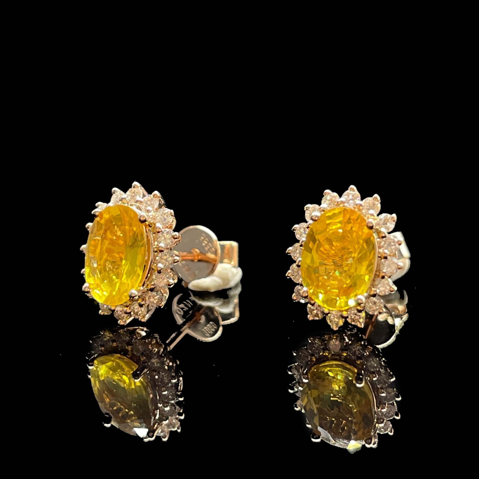 14k Gold 1.93 Ctw Natural Sapphire & Diamond Earrings - 2
