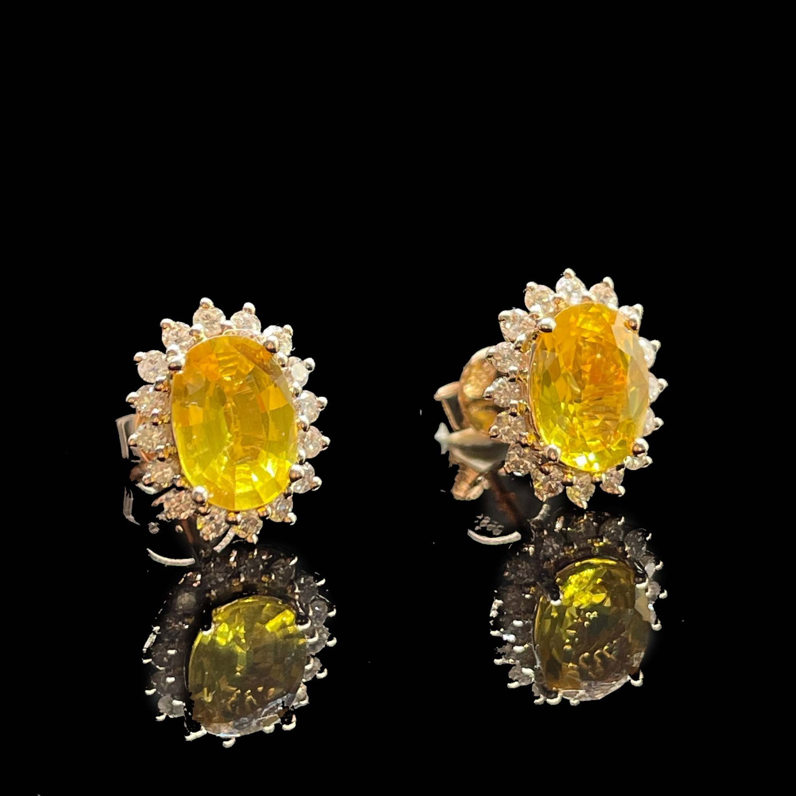 14k Gold 1.93 Ctw Natural Sapphire & Diamond Earrings - 3
