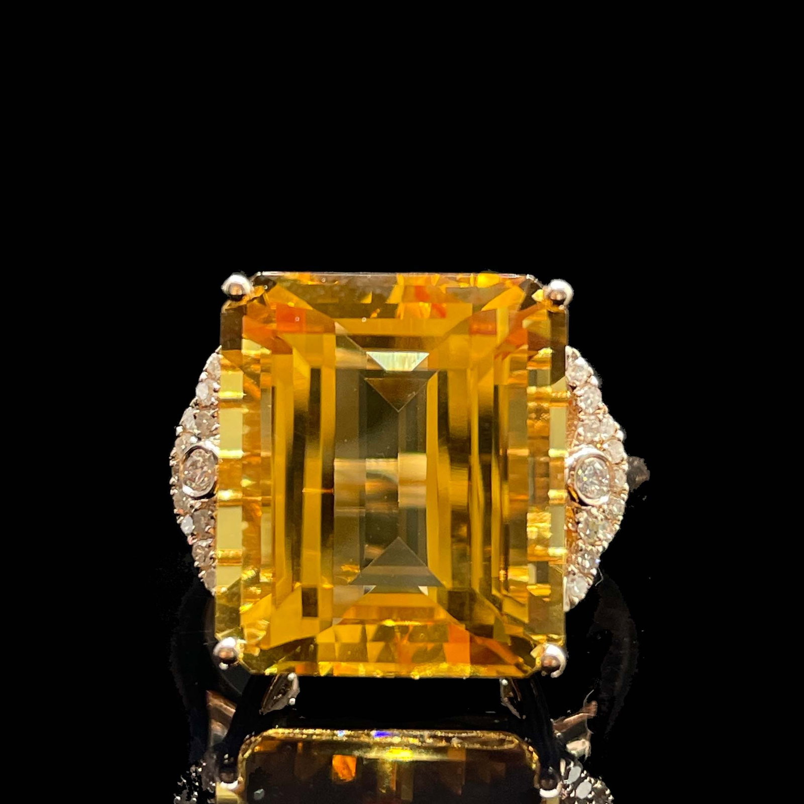 14k Gold 9.93 Ctw Natural Citrine & Diamond Ring - 5