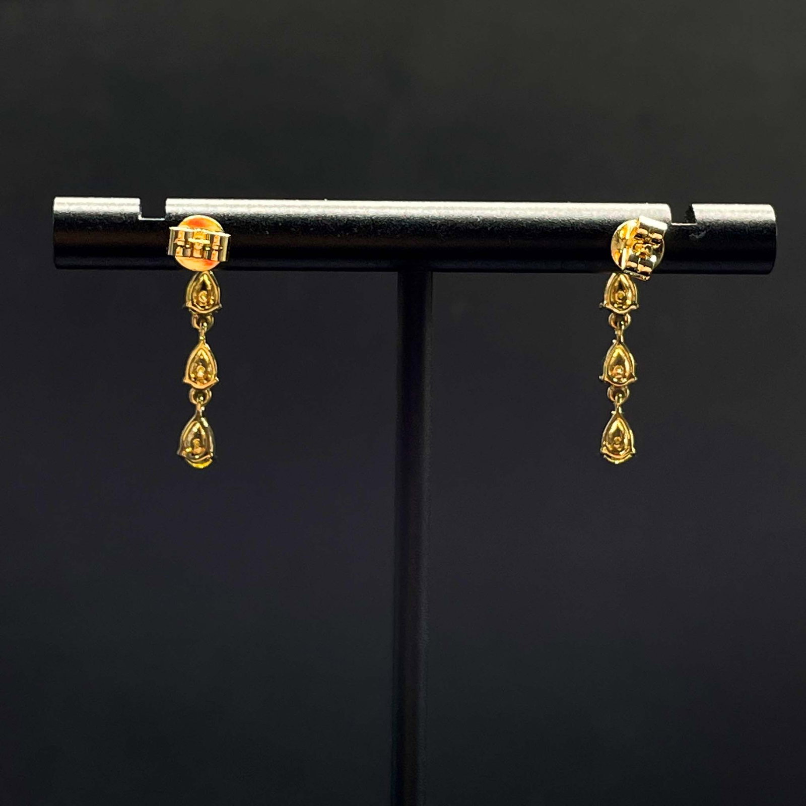 14k Gold 0.82 Ctw Natural Yellow Diamond & Diamond Earrings - 3