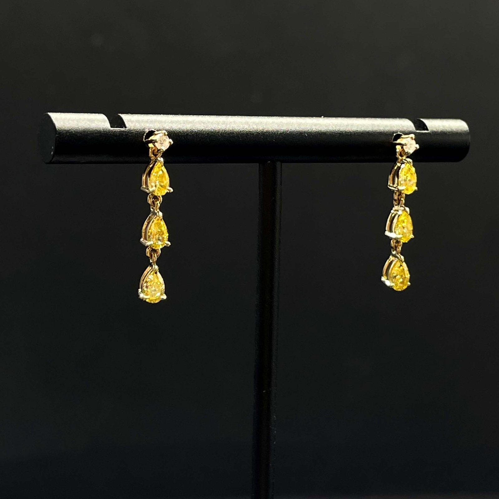 14k Gold 0.82 Ctw Natural Yellow Diamond & Diamond Earrings - 5