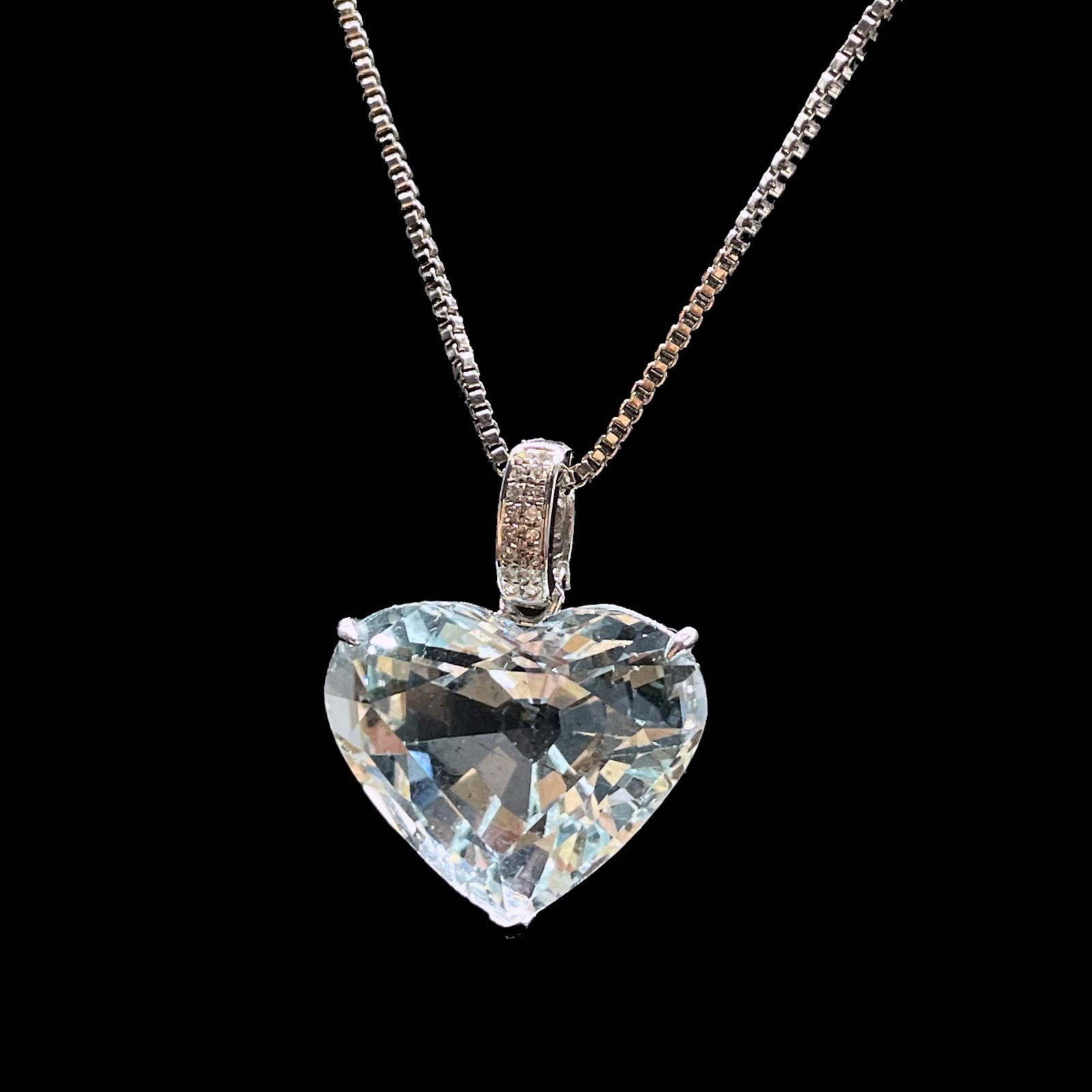 14k Gold 11 Ct Natural Aquamarine & Diamond Pendant( Without Chain ) - 3