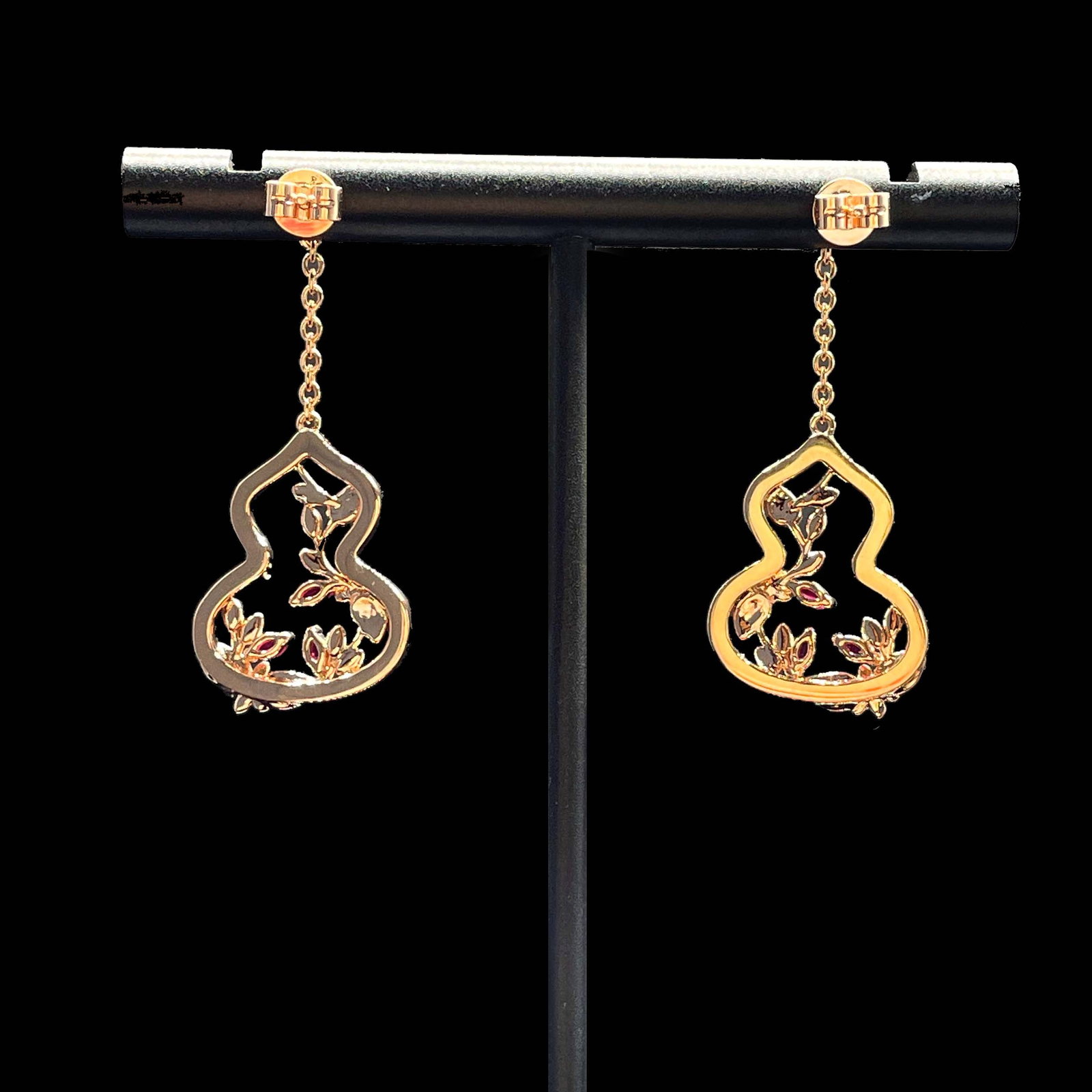 14k Gold 1.0 Ctw Natural Ruby & Diamond Earrings - 4