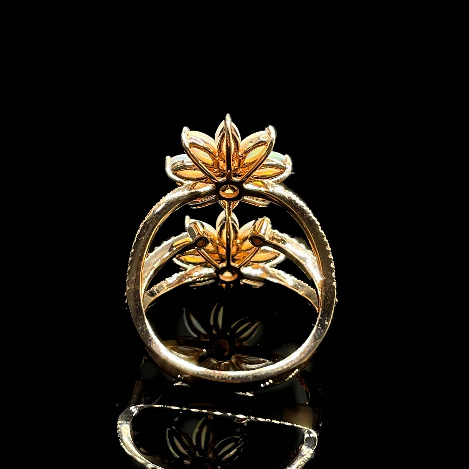 14k Gold 1.04 Ctw Natural Opal & Diamond Ring - 4
