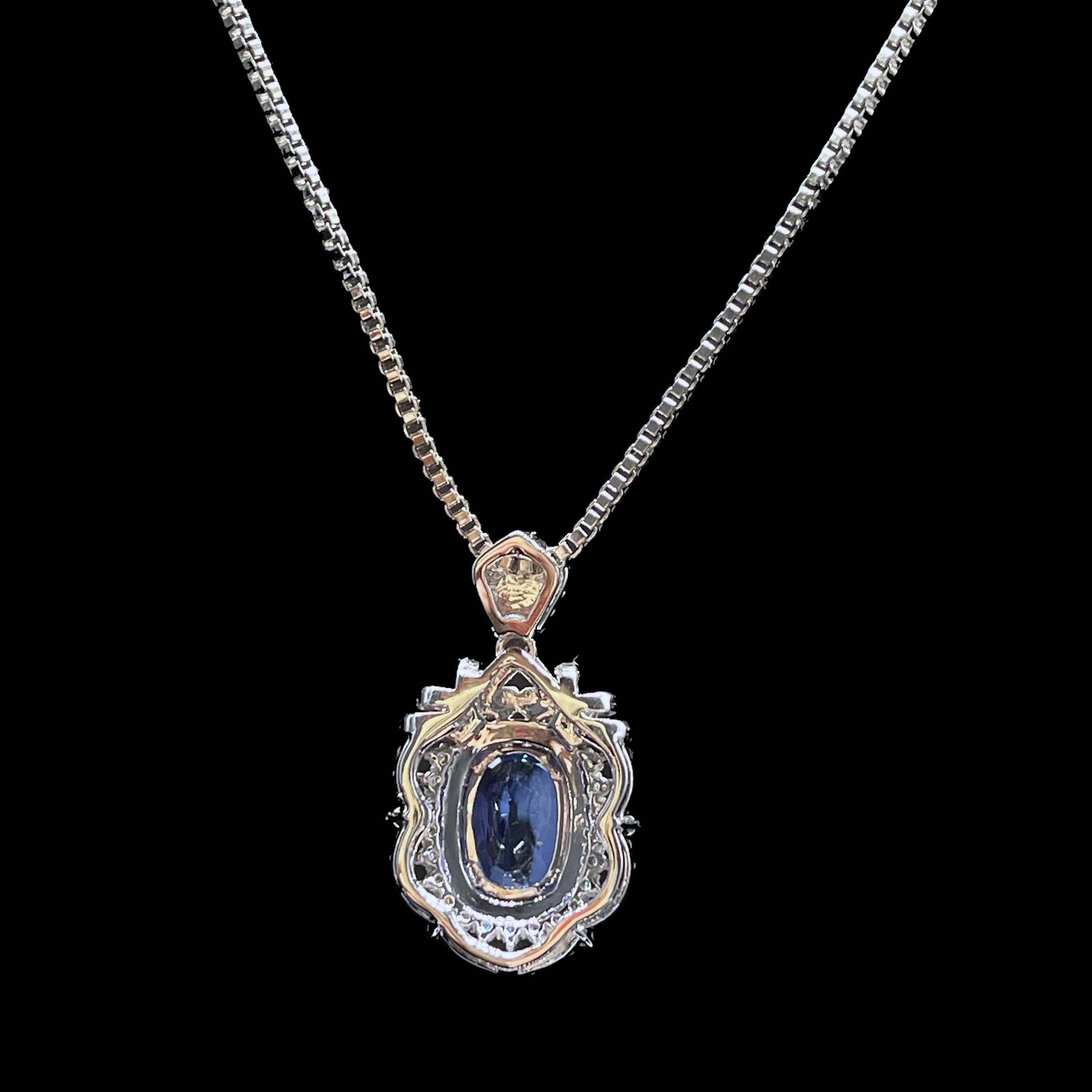 14k Gold 1.55 Ctw Natural Sapphire & Diamond Pendant( Without Chain ) - 4