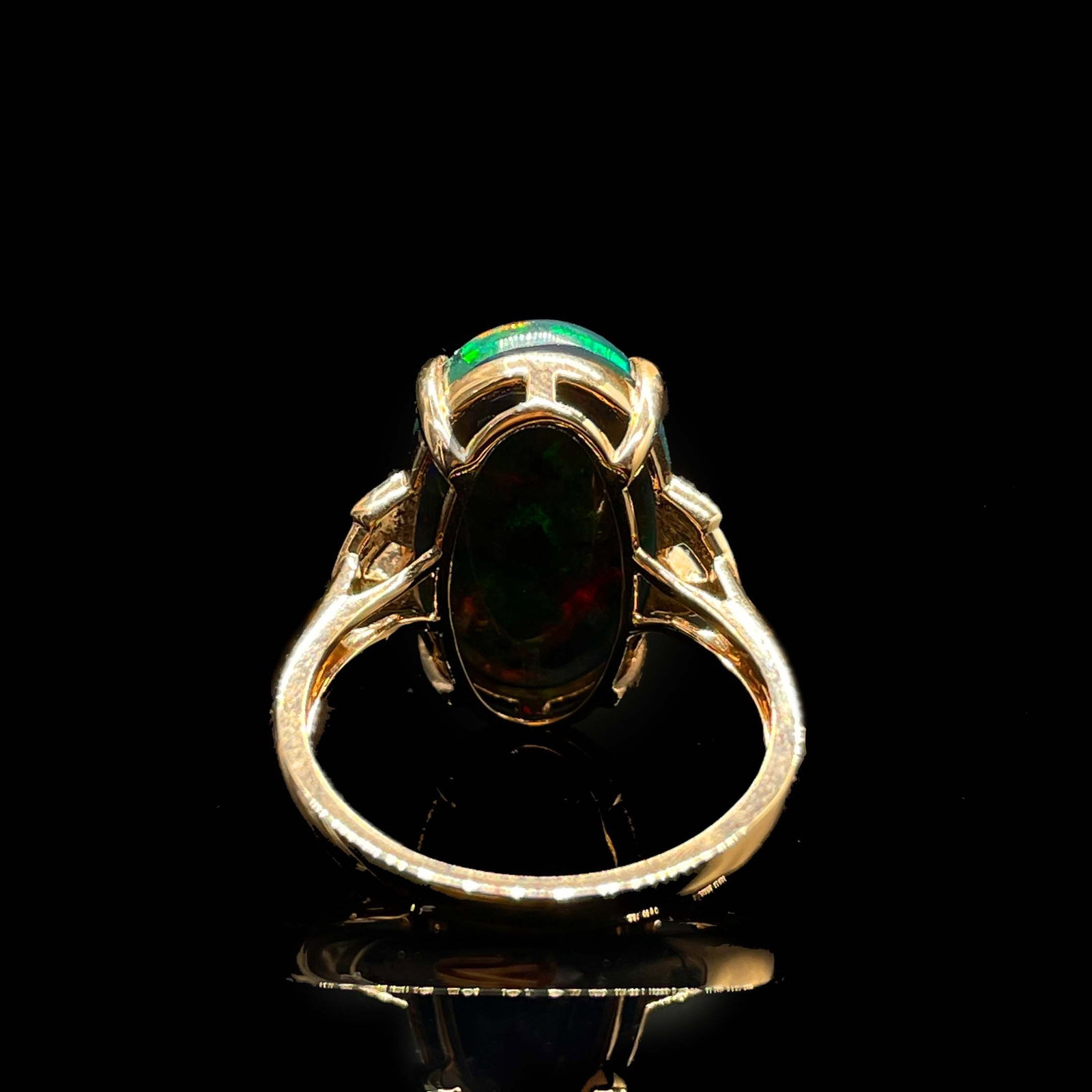 14k Gold 6.01 Ctw Natural Opal & Diamond Ring - 4