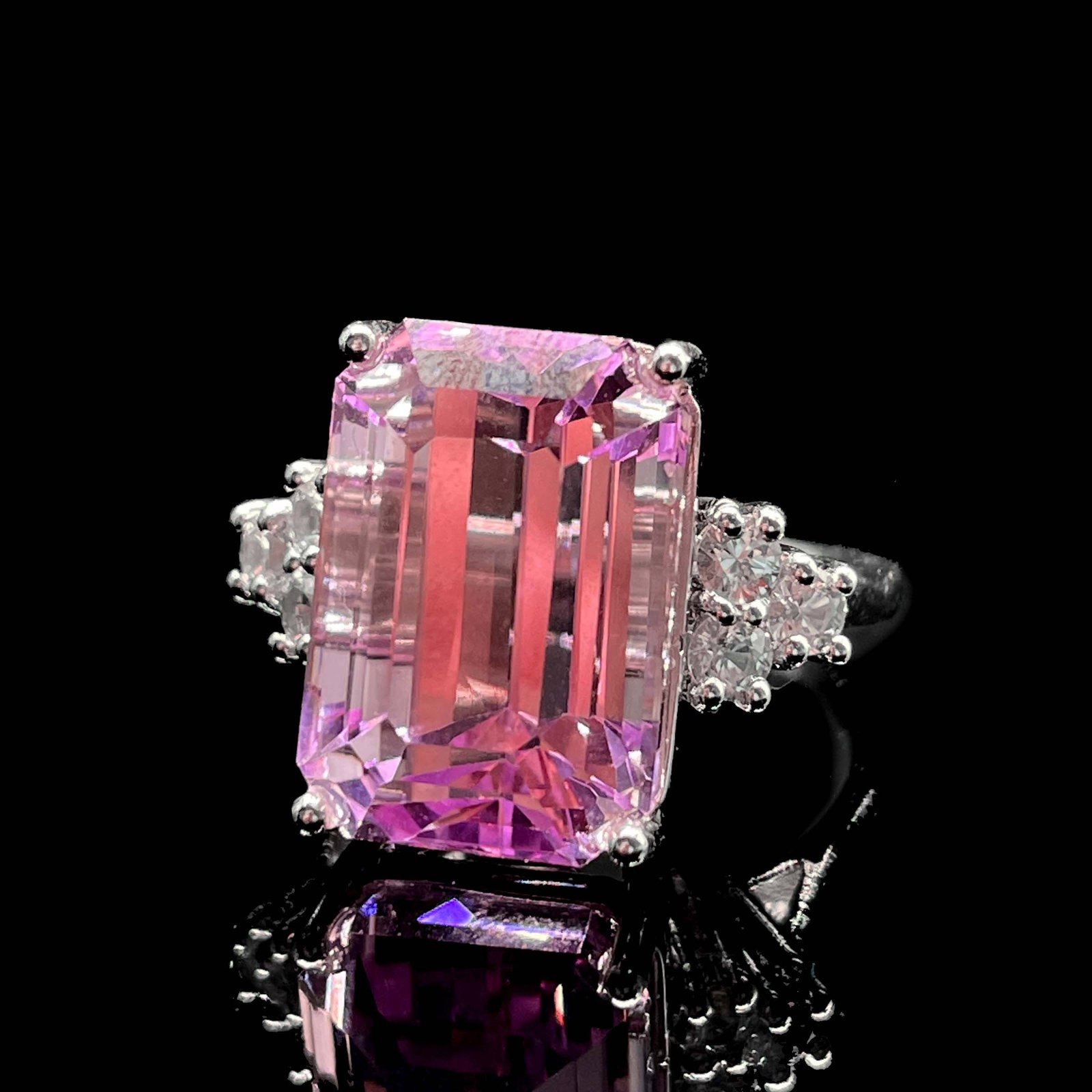 14k Gold 10.48 Ctw Natural Kunzite & Sapphire Ring - 2