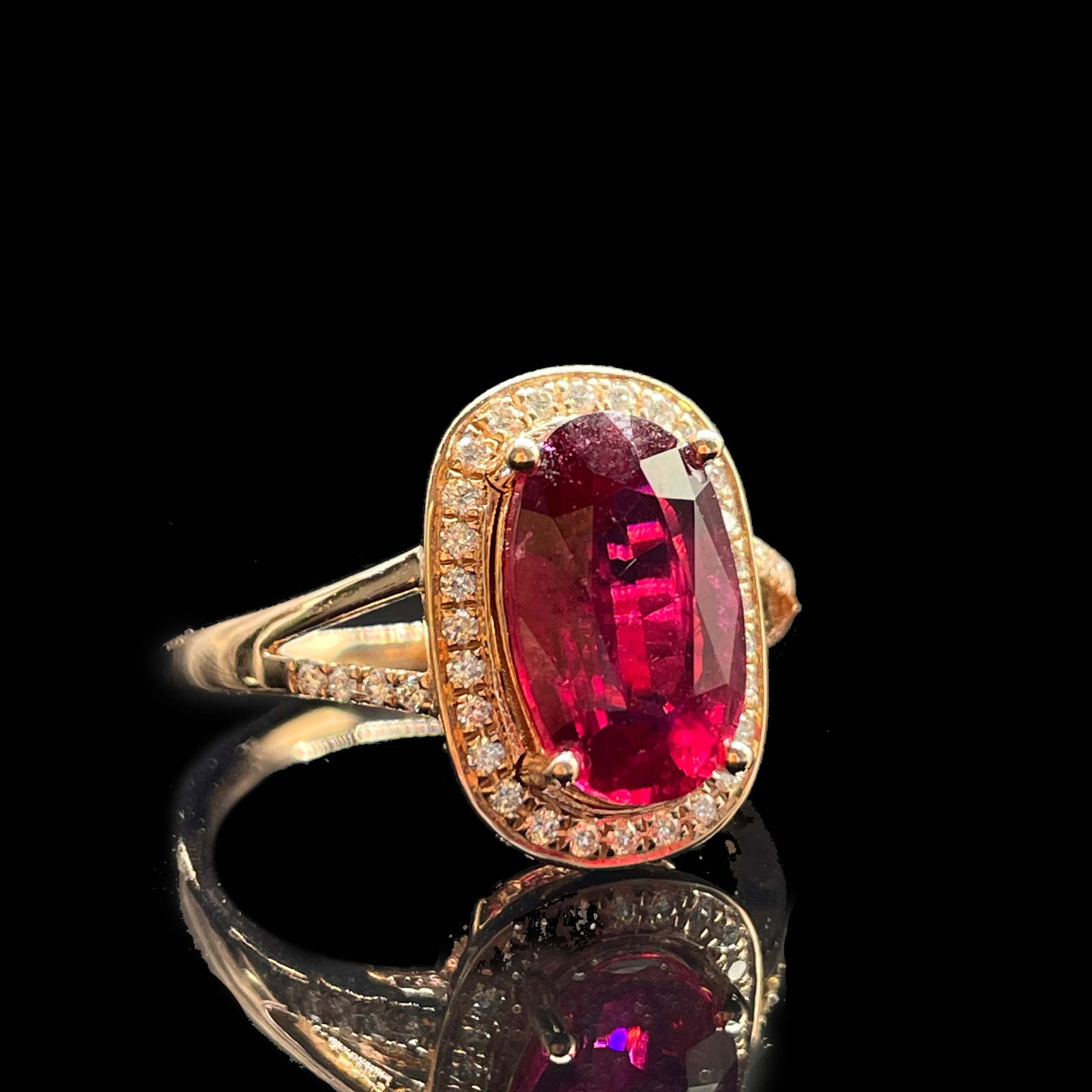 14k Gold 3.12 Ctw Natural Tourmaline & Diamond Ring - 2
