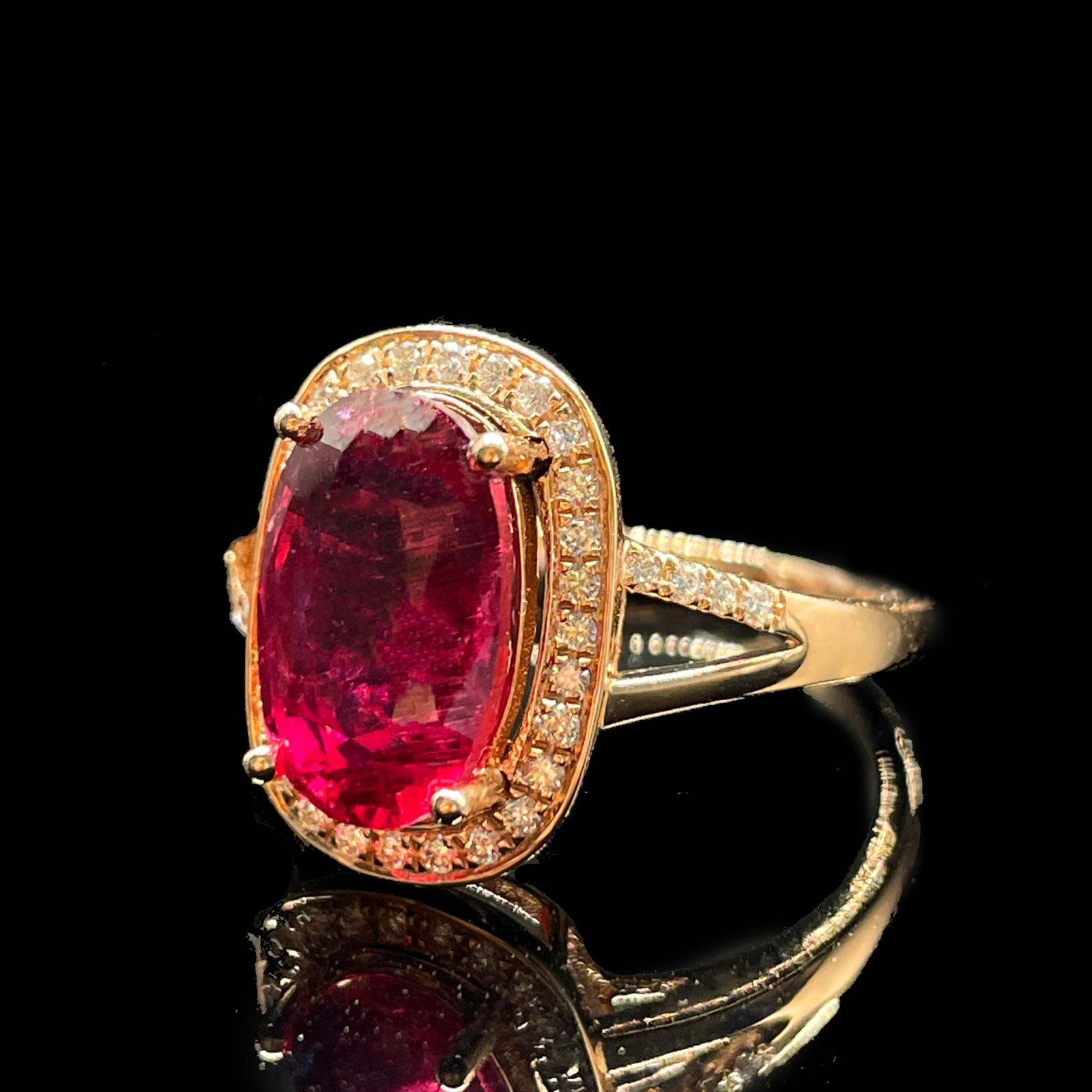 14k Gold 3.12 Ctw Natural Tourmaline & Diamond Ring - 3