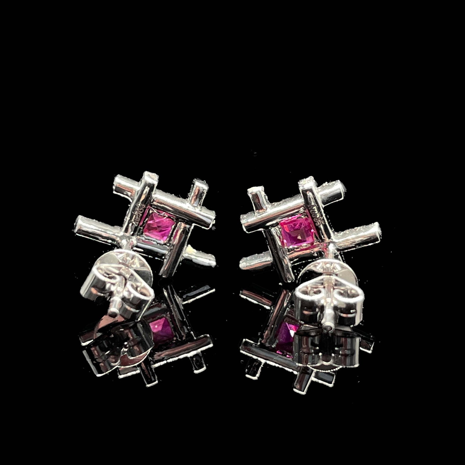 14k Gold 0.50 Ctw Natural Ruby & Diamond Earrings - 5