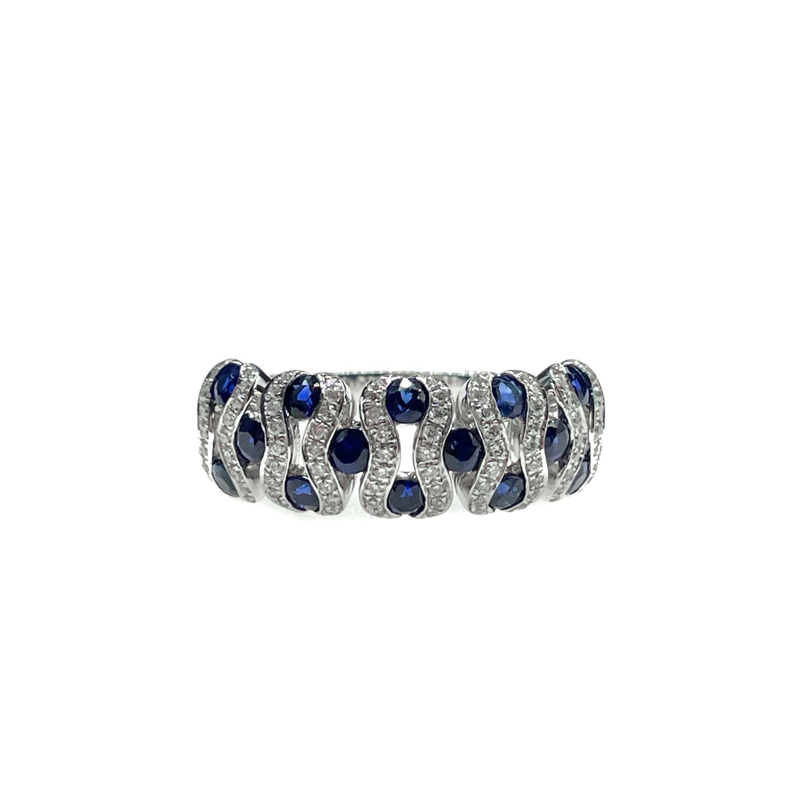 14k Gold 1.12 Ctw Natural Sapphire & Diamond Ring: Ref:231168329 // gold content:14k gold // ring size:7. 25us // // main gemstone:sapphire // shape:round // carat weight:0. 82ct // color:blue // treatment:natural // cut grade:g // // adjacent