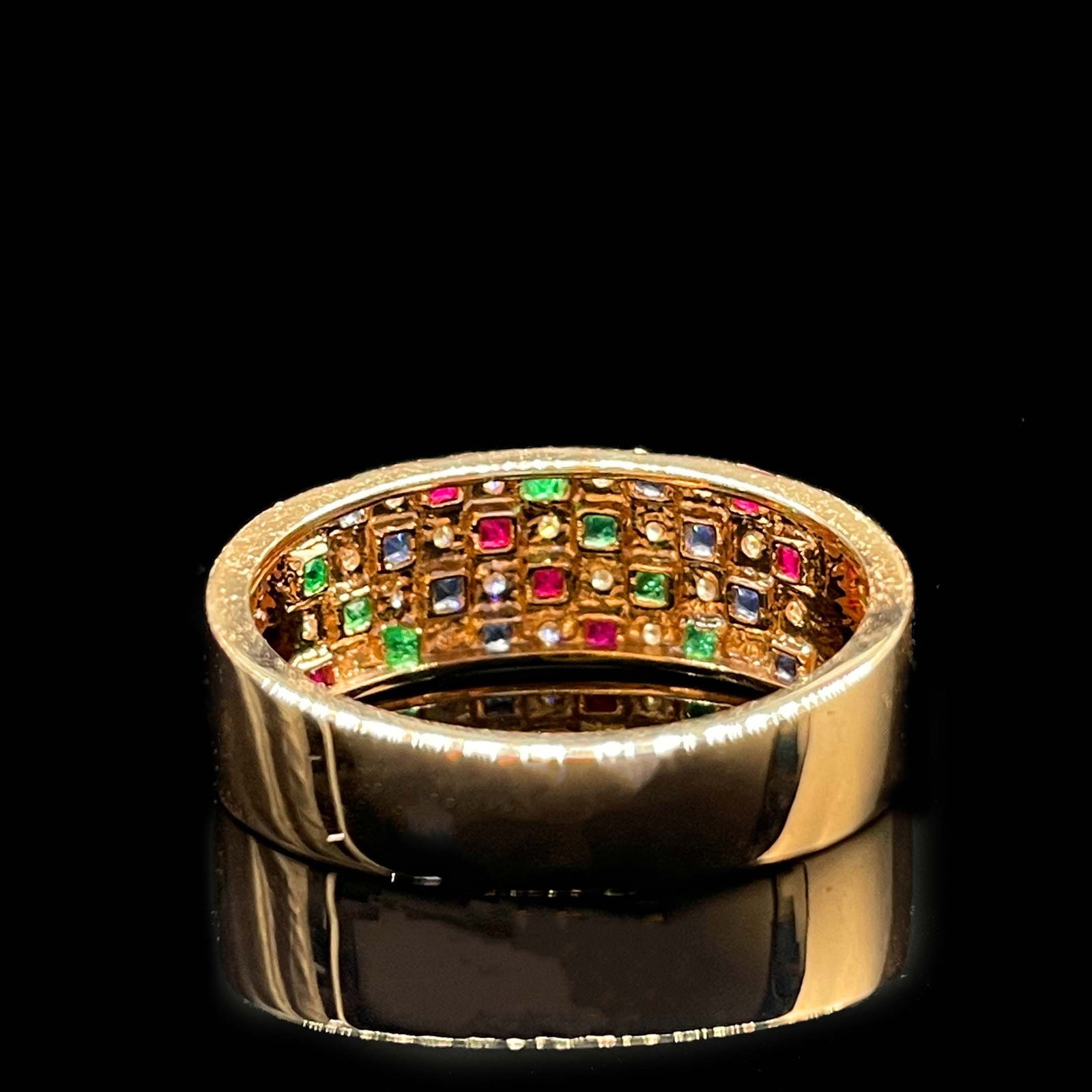 14k Gold 1.58 Ctw Natural Ruby & Sapphire & Emerald & Diamond Ring - 5