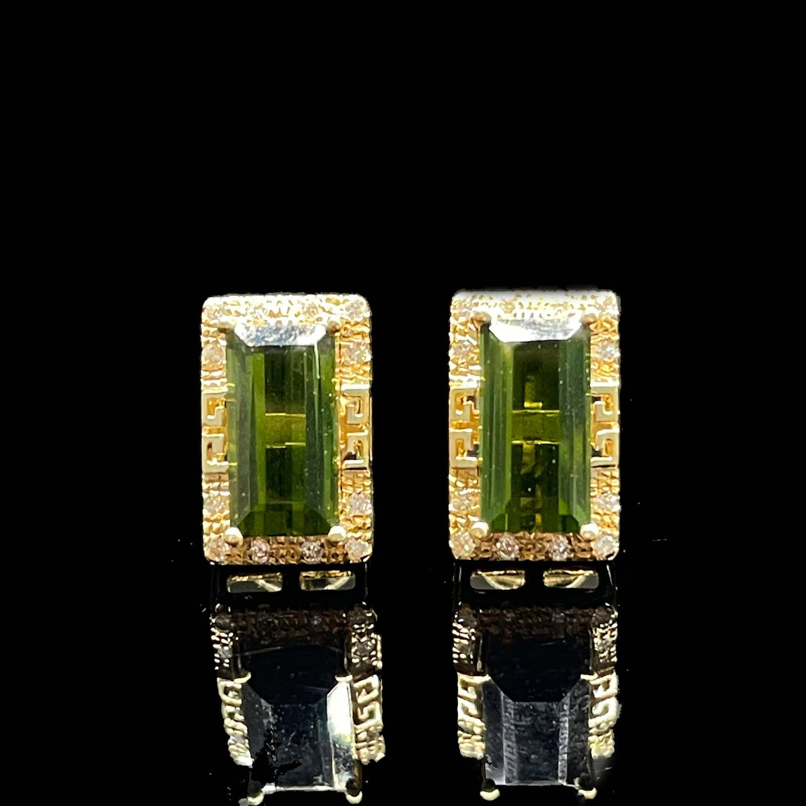 14k Gold 1.77 Ctw Natural Tourmaline & Diamond Earrings - 3
