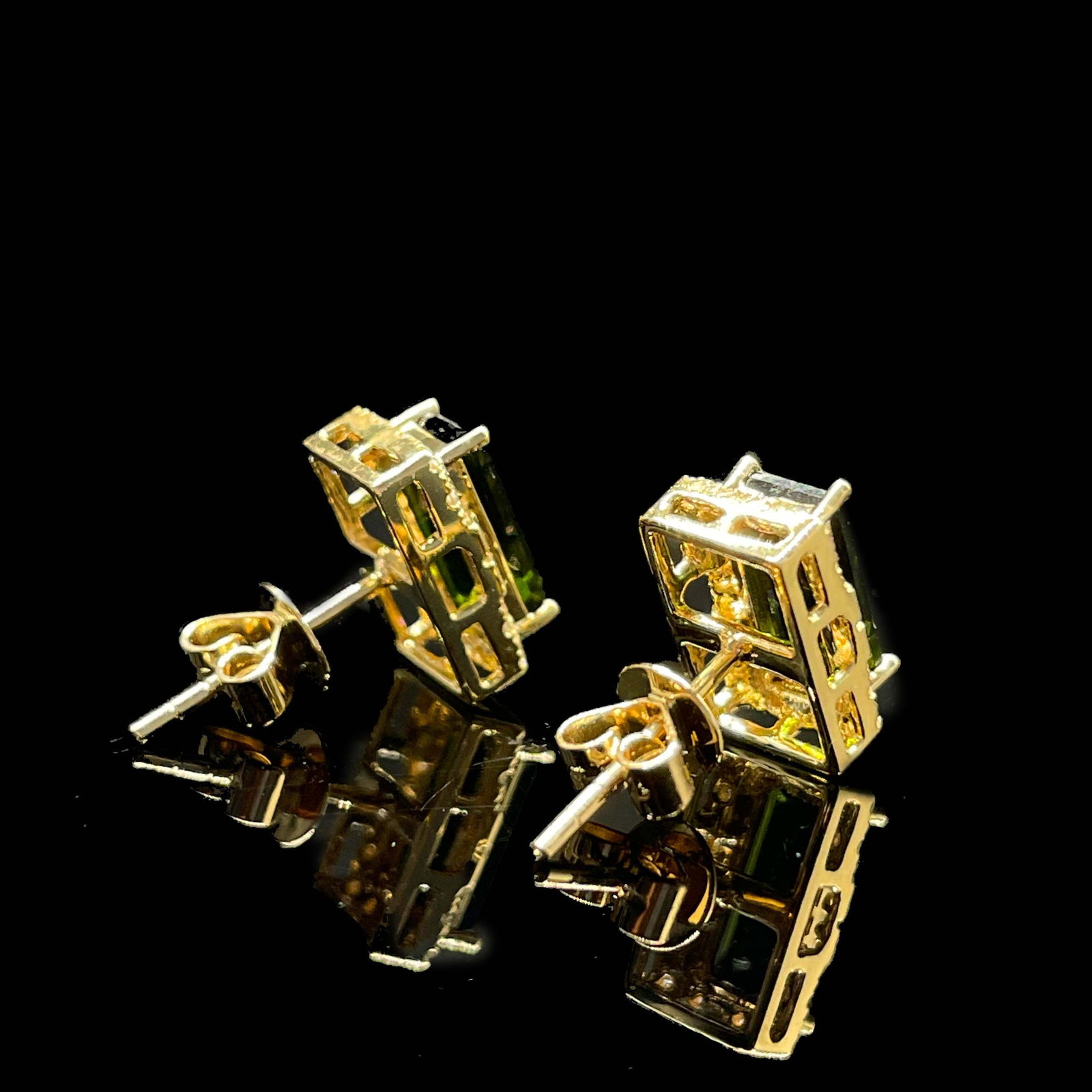 14k Gold 1.77 Ctw Natural Tourmaline & Diamond Earrings - 4
