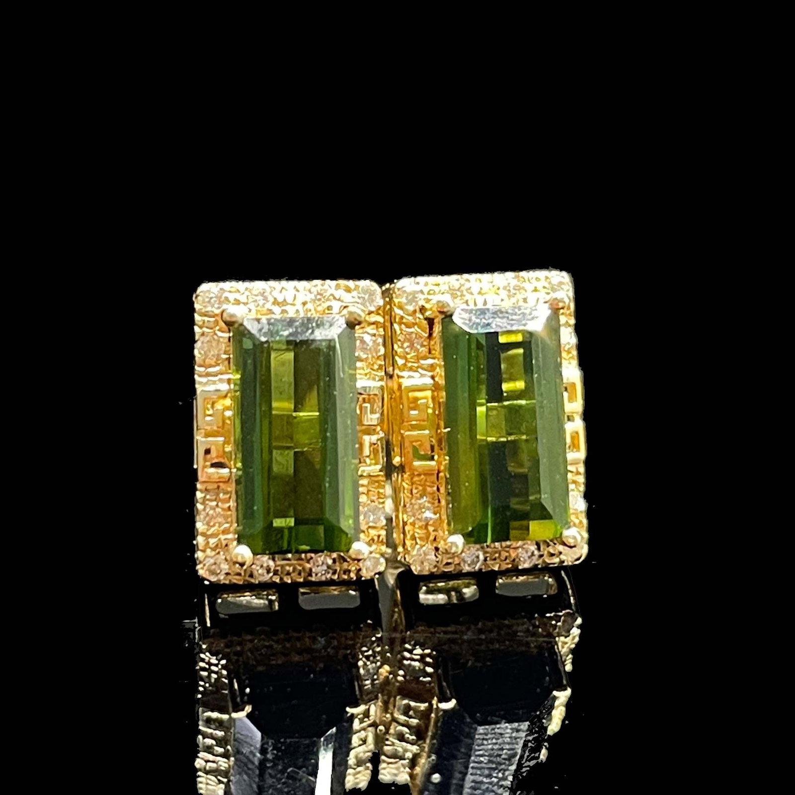 14k Gold 1.77 Ctw Natural Tourmaline & Diamond Earrings - 5