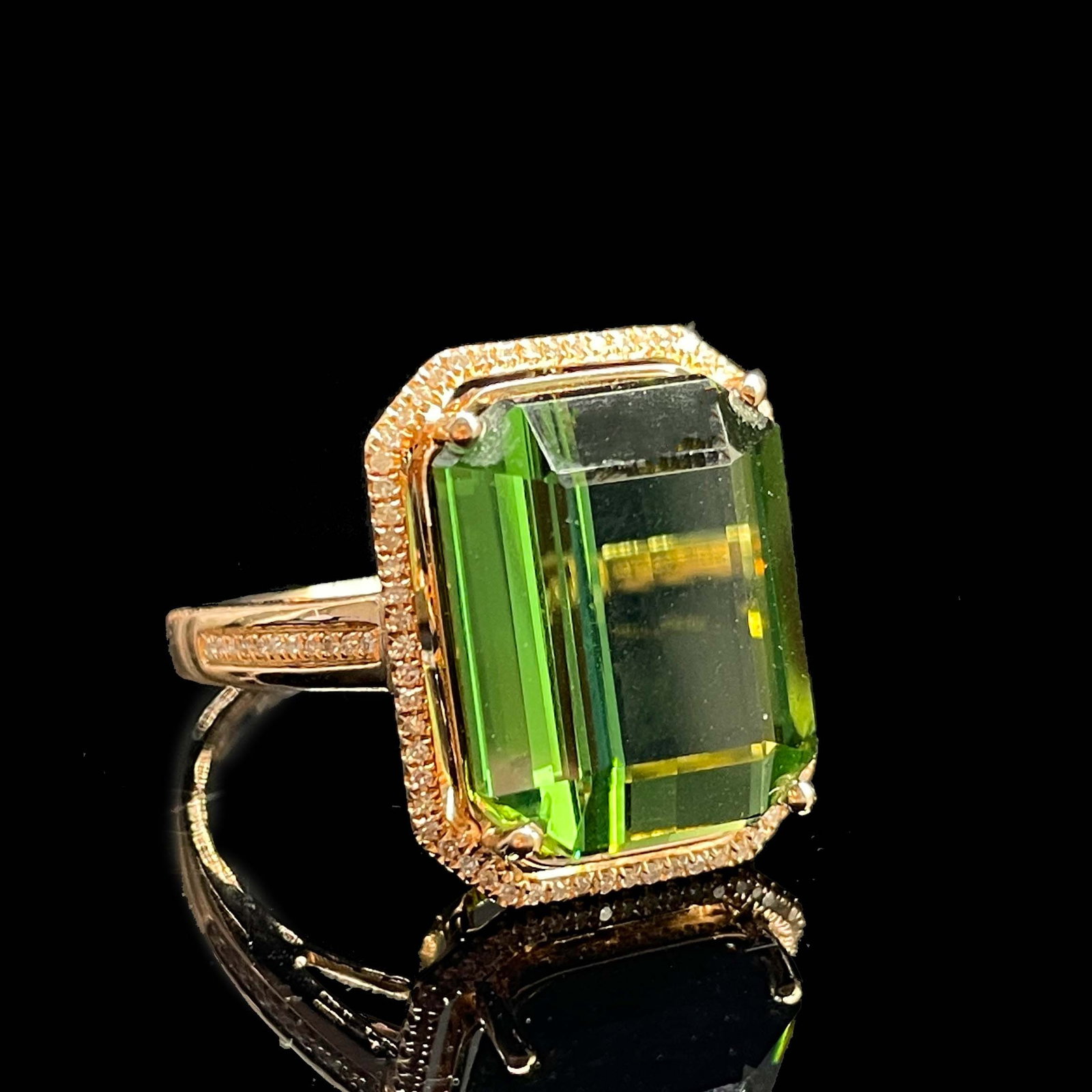 14k Gold 11.05 Ct Natural Tourmaline & Diamond Ring - 2
