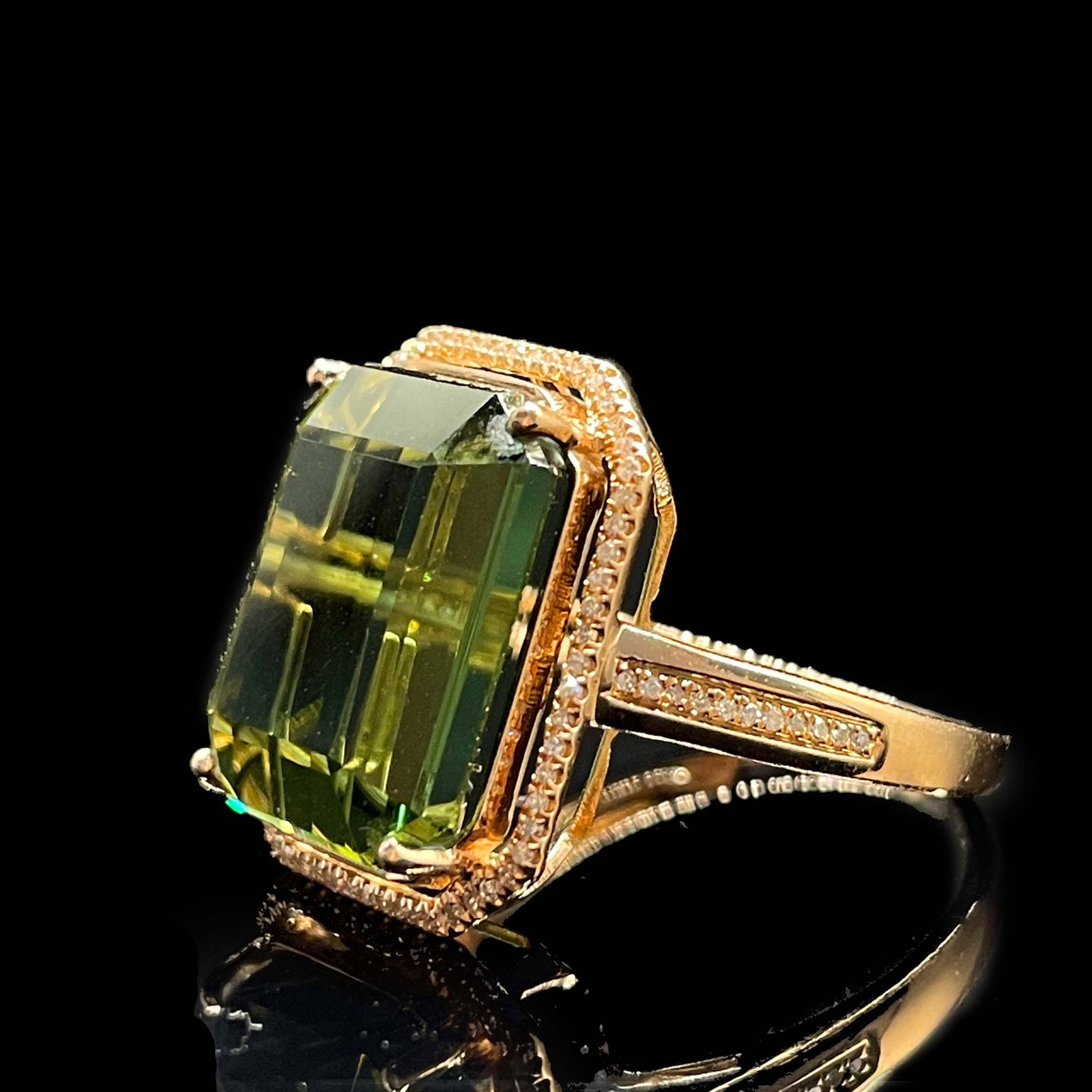 14k Gold 11.05 Ct Natural Tourmaline & Diamond Ring - 3