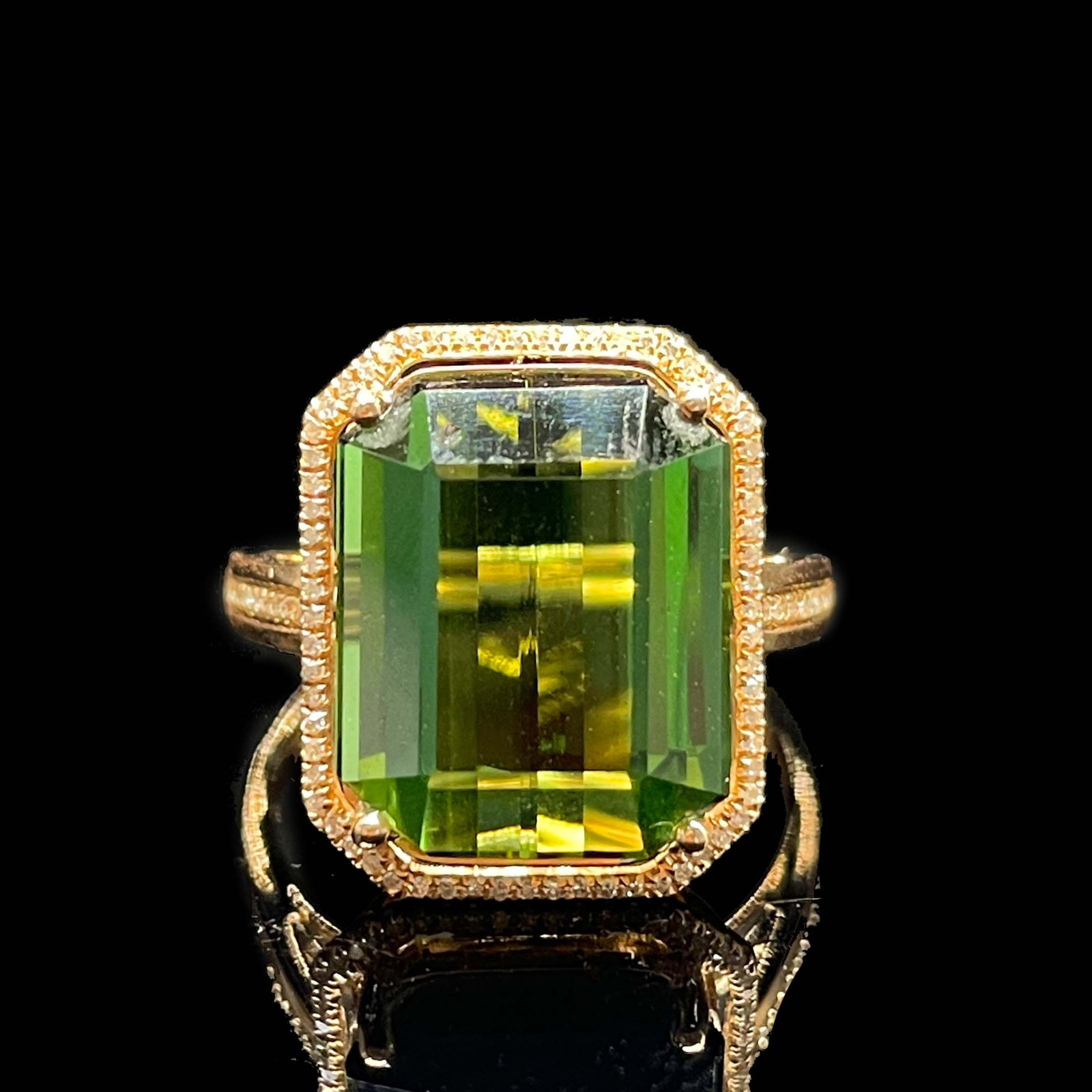 14k Gold 11.05 Ct Natural Tourmaline & Diamond Ring - 4