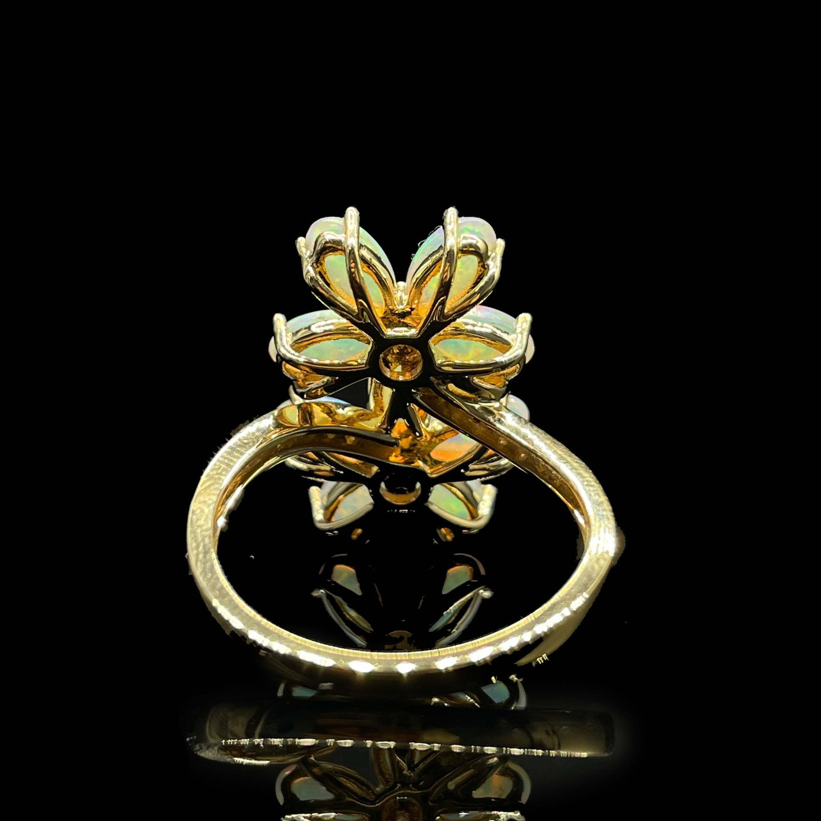 14k Gold 1.80 Ctw Natural Opal & Diamond Ring - 2